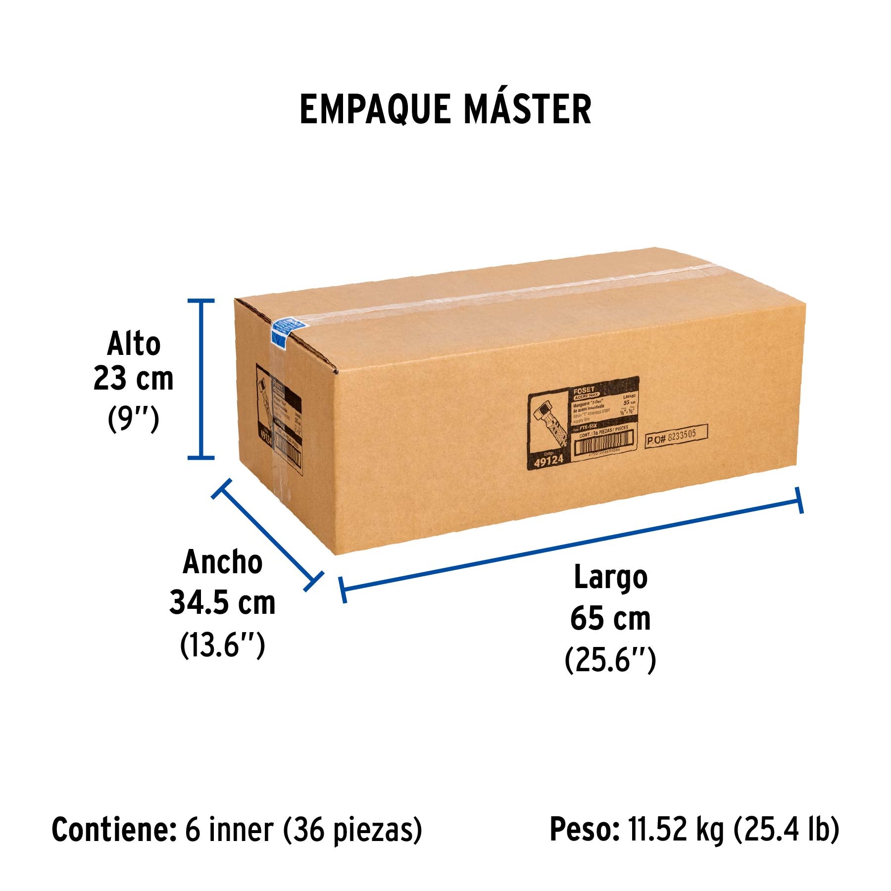 Manguera hule ,"T", 55 cm, acero inoxidable, usos generales
