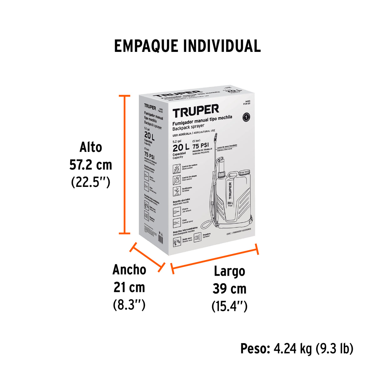 Fumigador de mochila, 20 litros