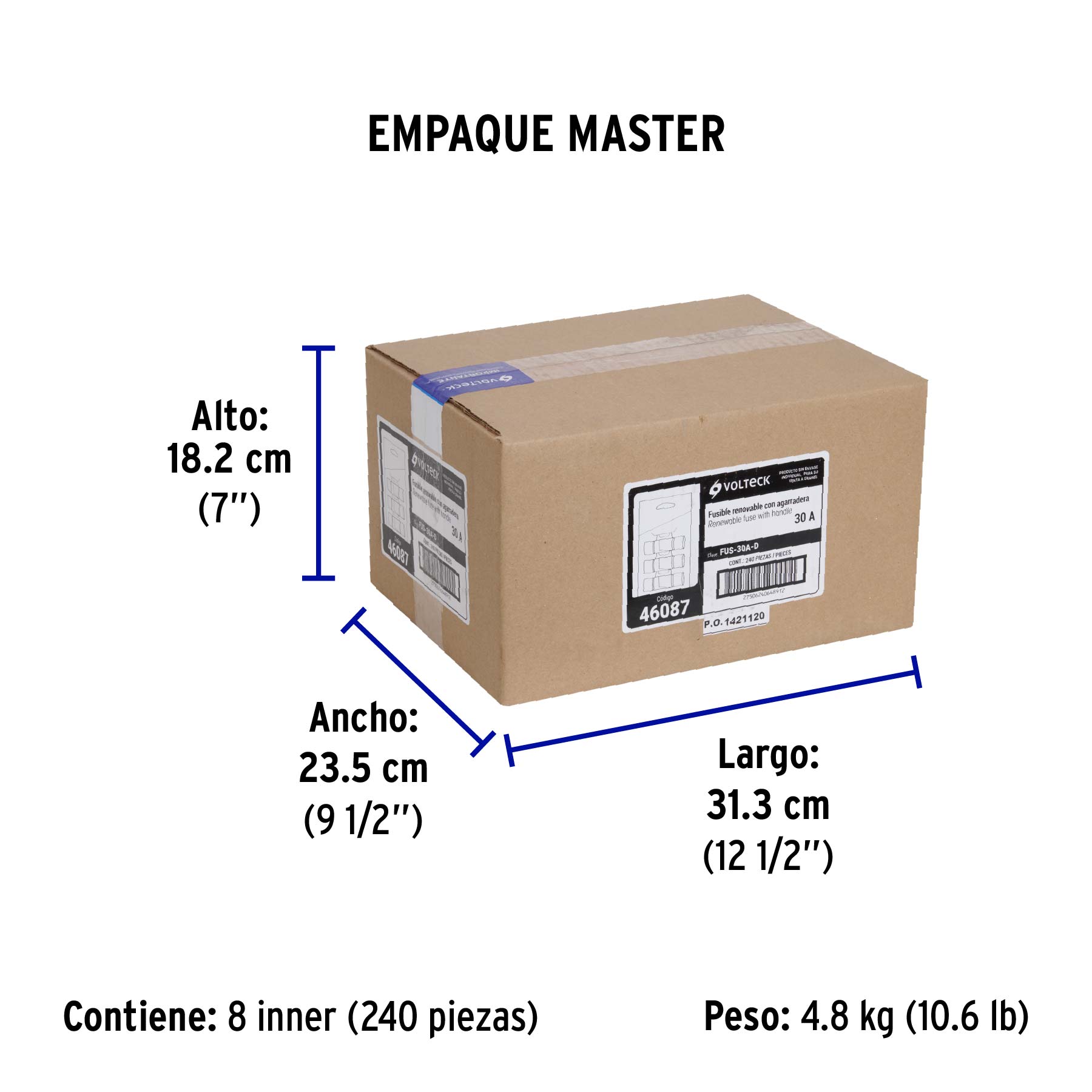 Fusible 30 A con agarradera, despachador con 10 piezas
