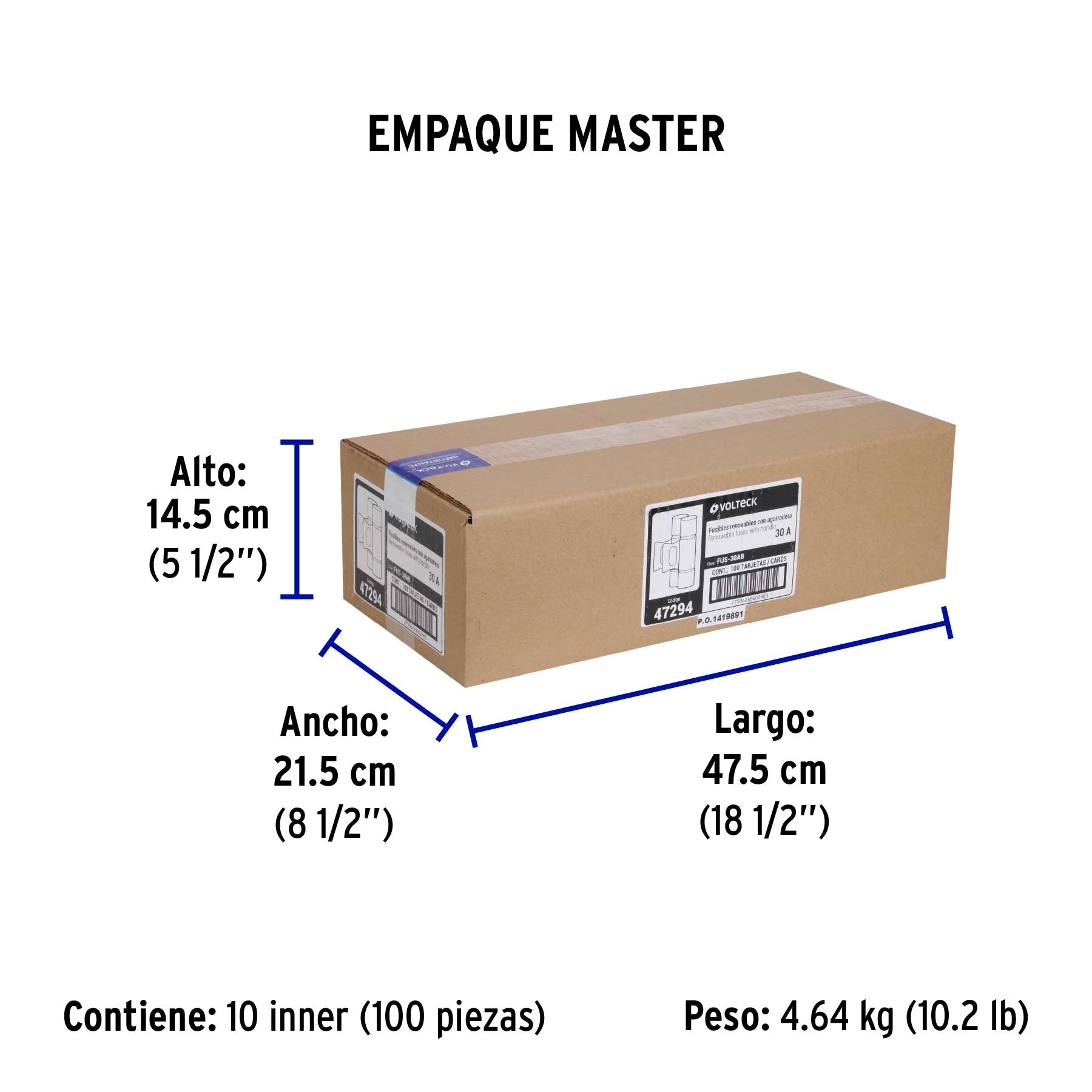 Fusible 30A con agarradera, en blister, Volteck, 2 pzas