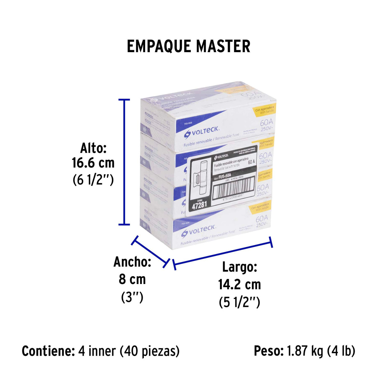 Fusible 60 A con agarradera, Volteck