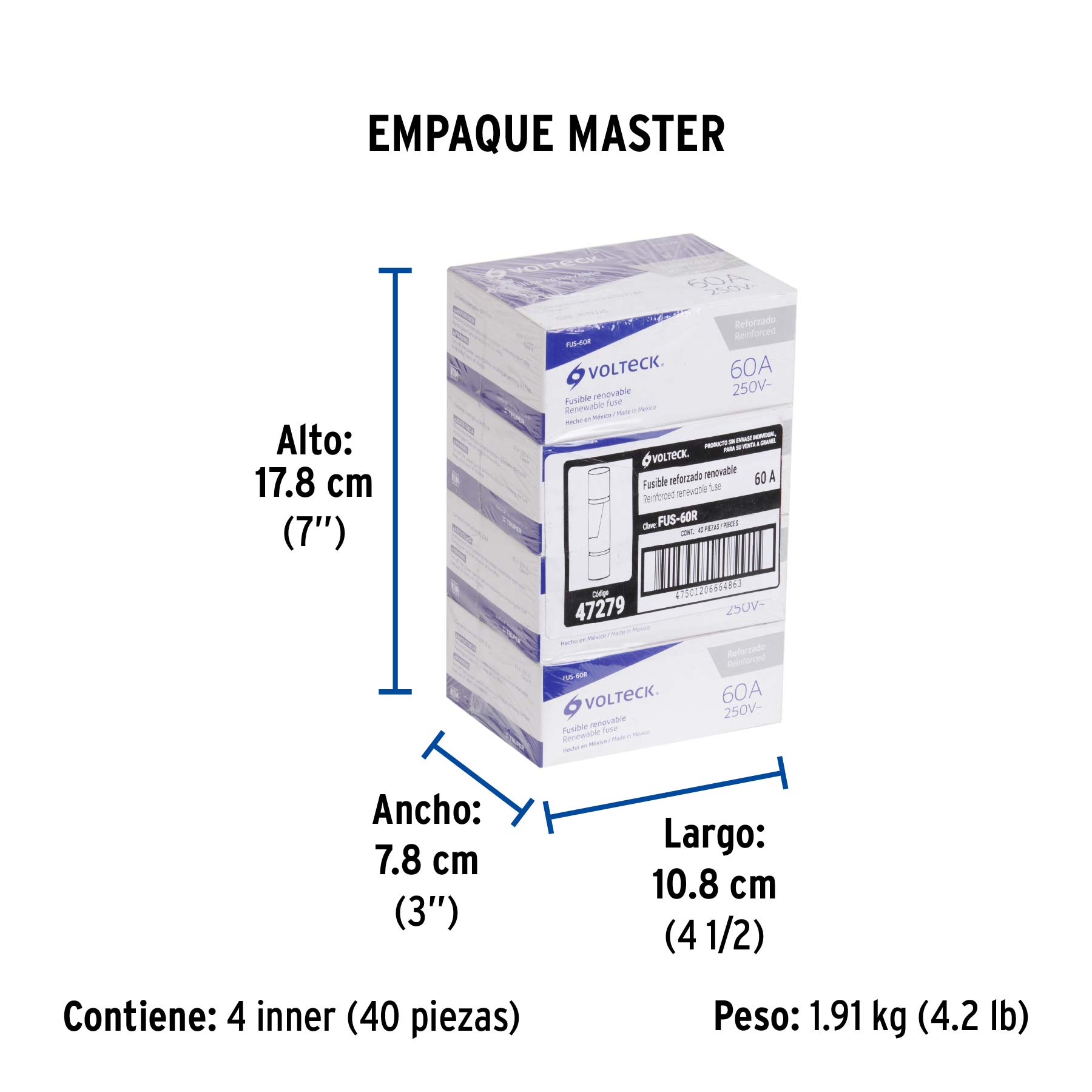 Fusible 60 A, reforzado, Volteck