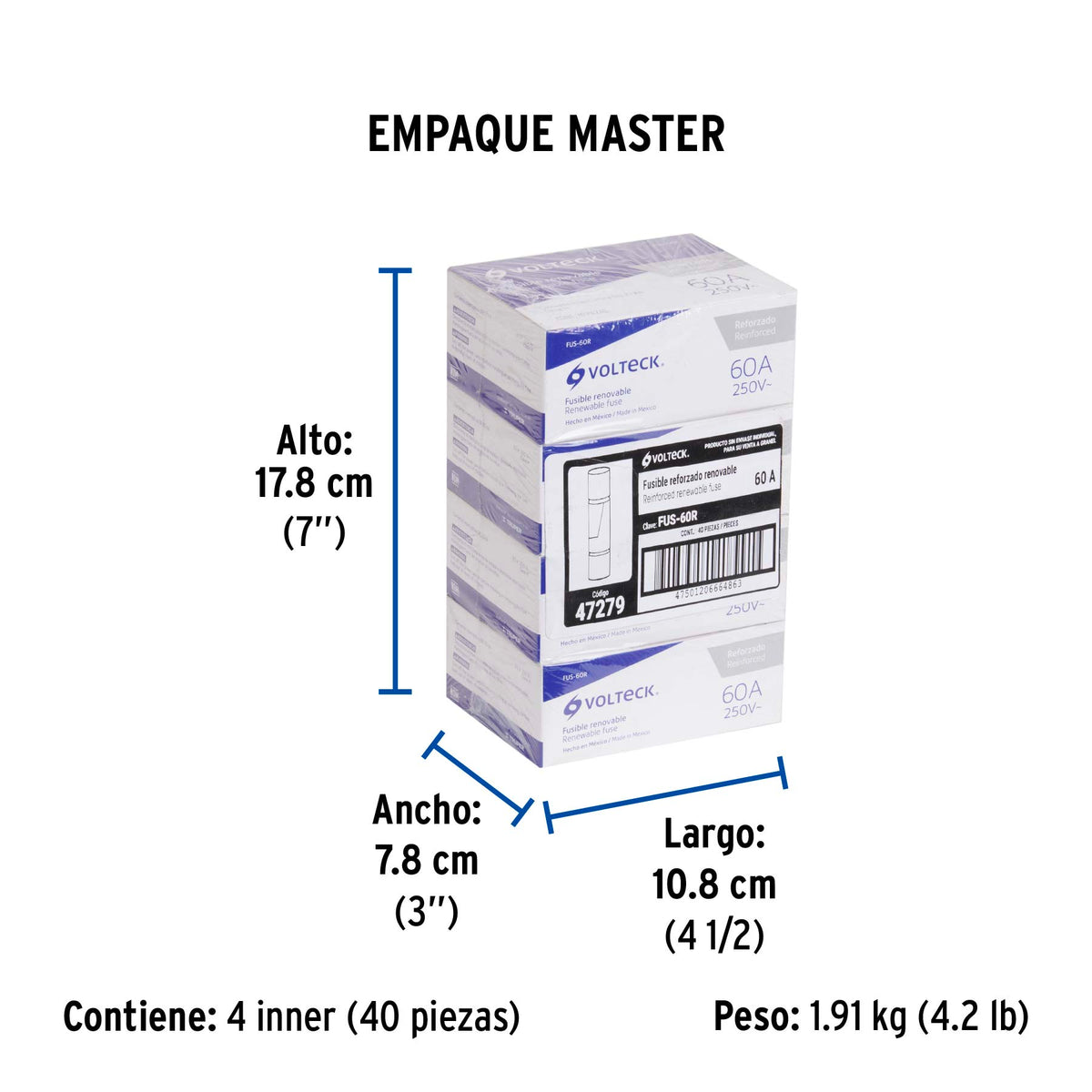 Fusible 60 A, reforzado, Volteck
