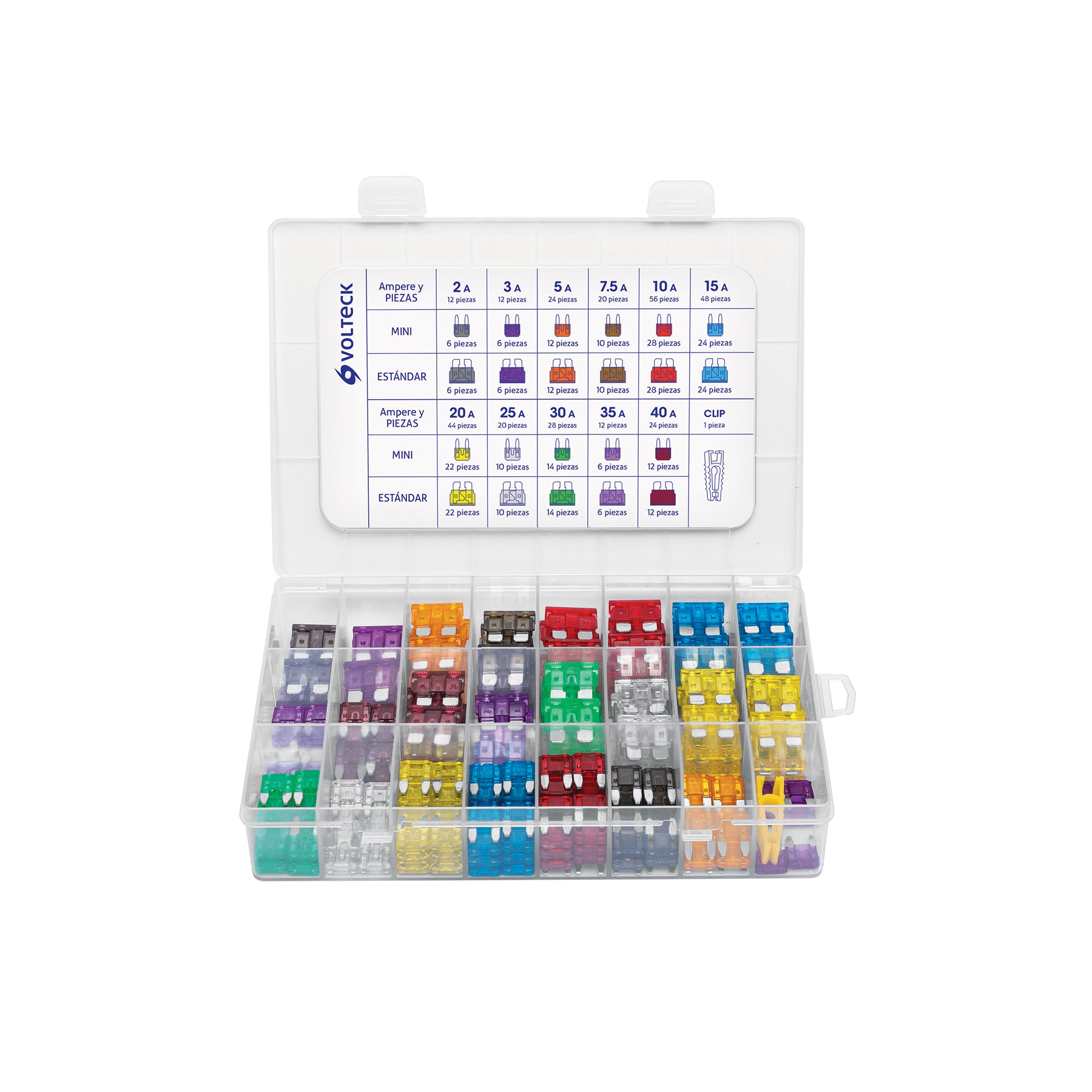 Juego de fusibles automotrices estándar y mini, 300 pz