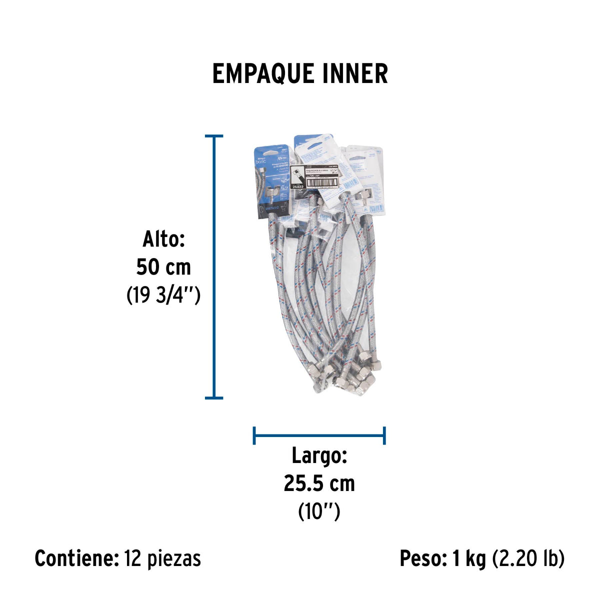 Manguera flexible para WC, 35 cm, aluminio, Foset basic