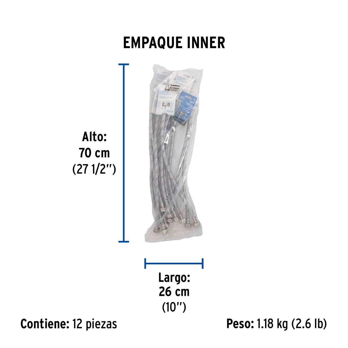 Manguera para WC, aluminio, 1/2' x 7/8', 50 cm, Foset Basic