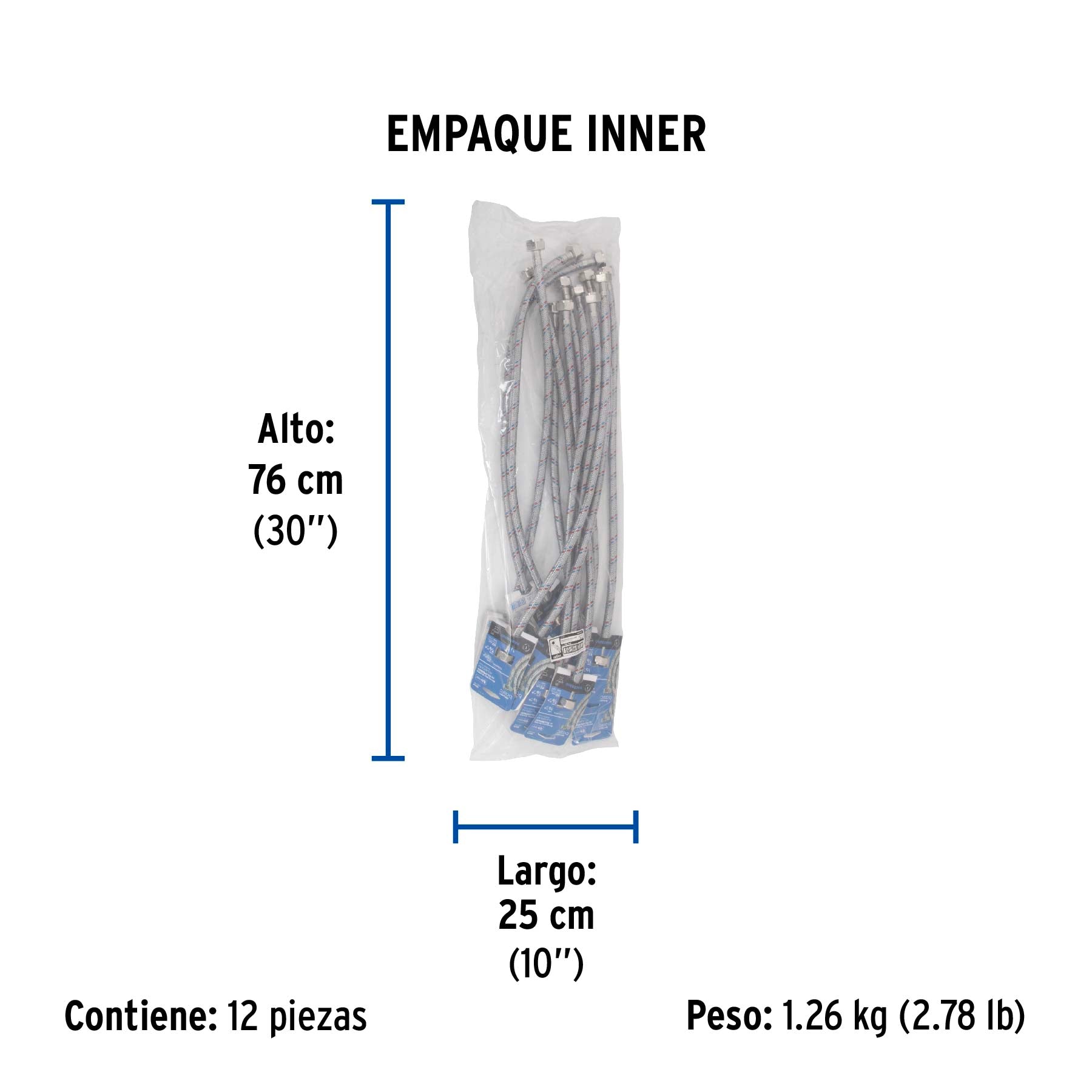 Manguera para WC, aluminio, 1/2' x 7/8', 60 cm, Foset Basic