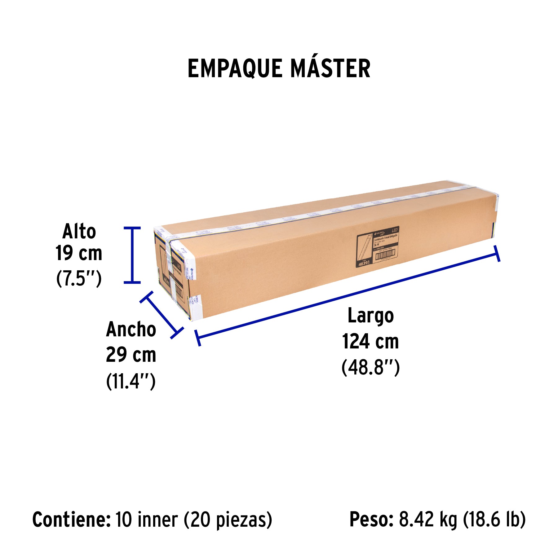 Luminario para gabinete, slim, 36 W, Led