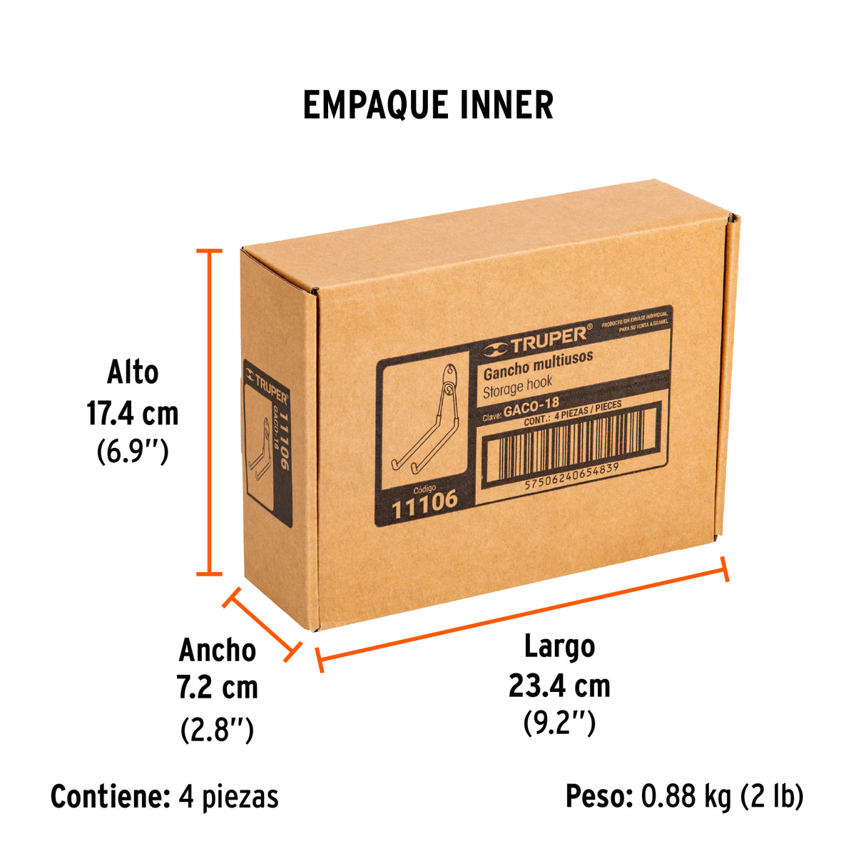 Gancho metálico para colgar, 18 cm