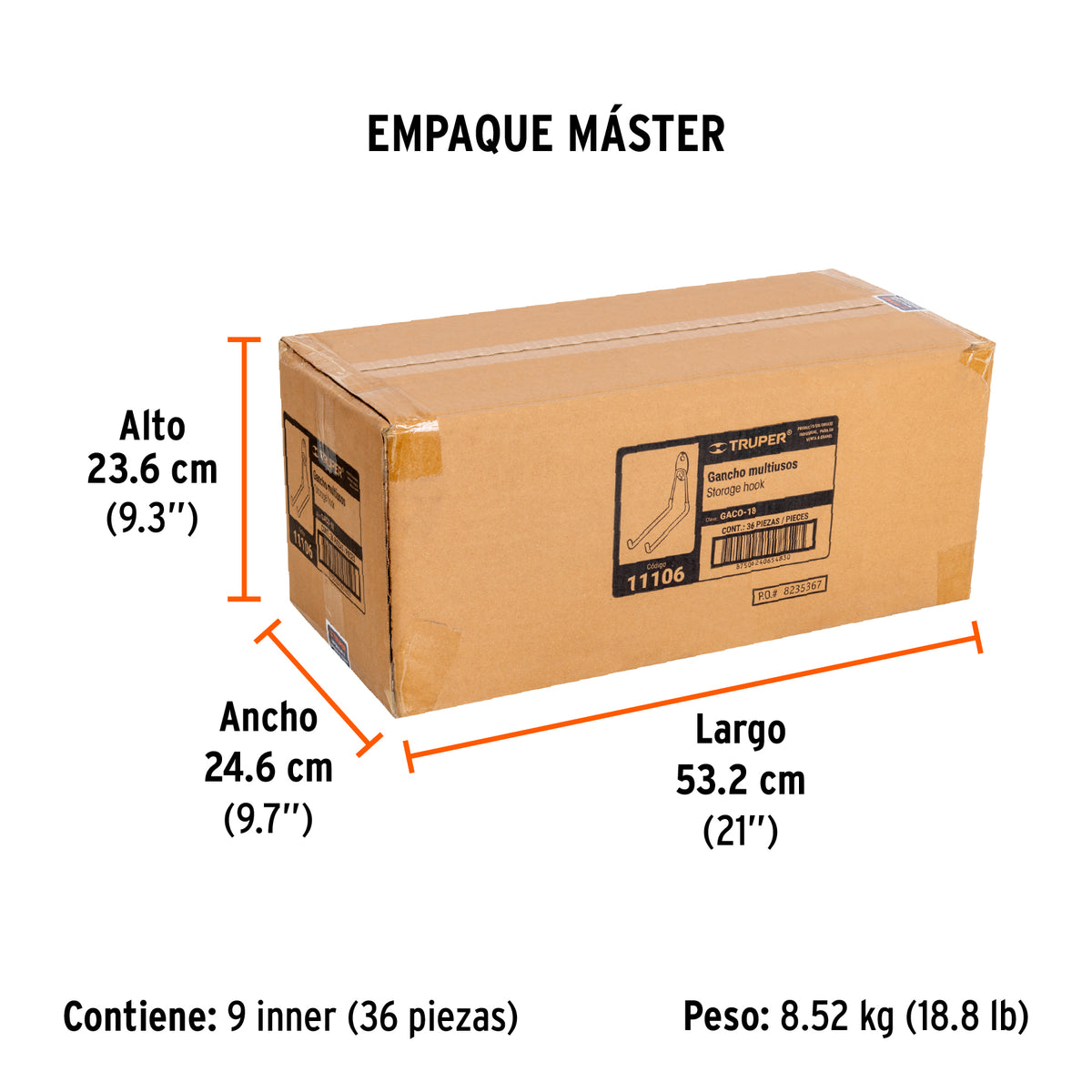 Gancho metálico para colgar, 18 cm