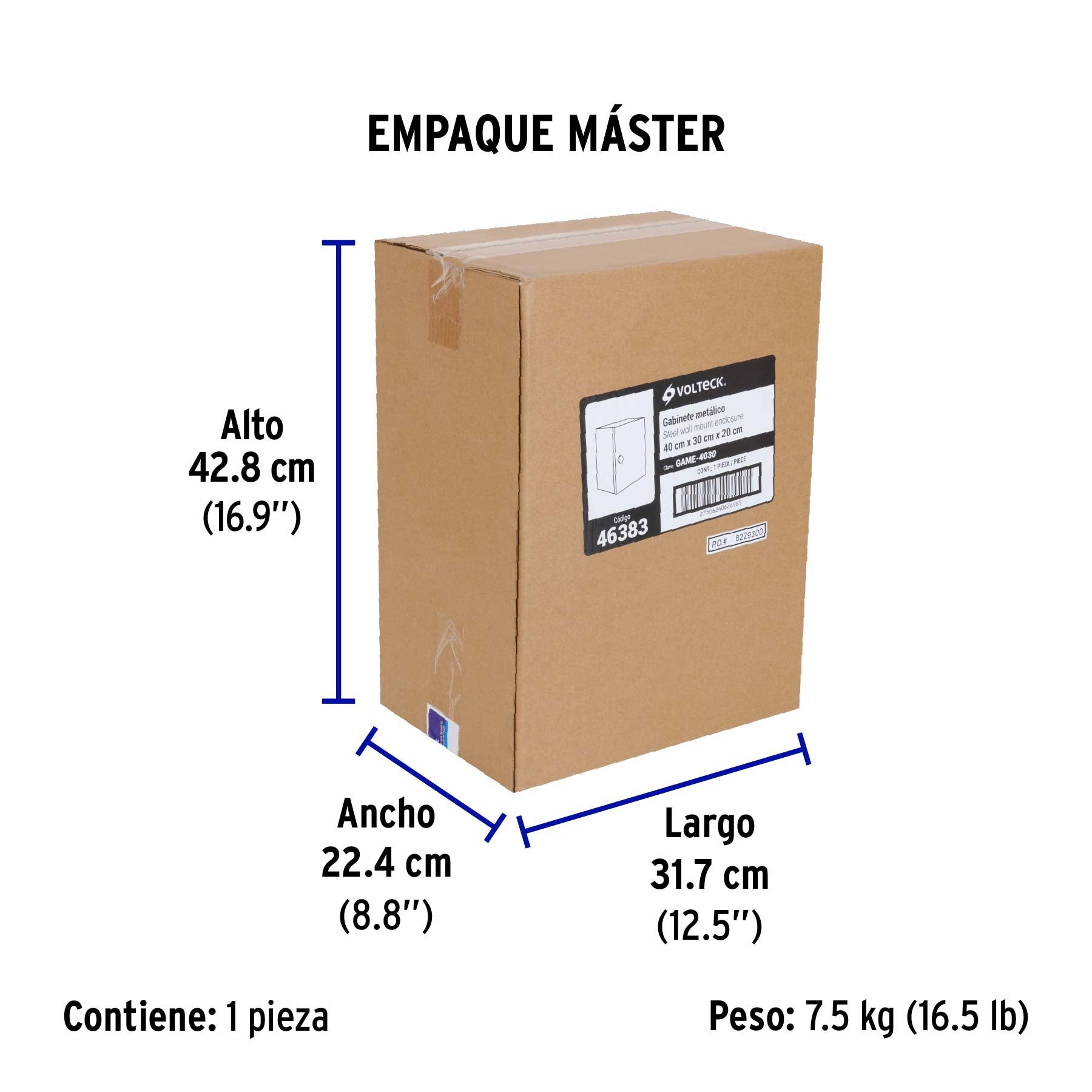 Gabinete metálico, 400 x 300 mm, Volteck