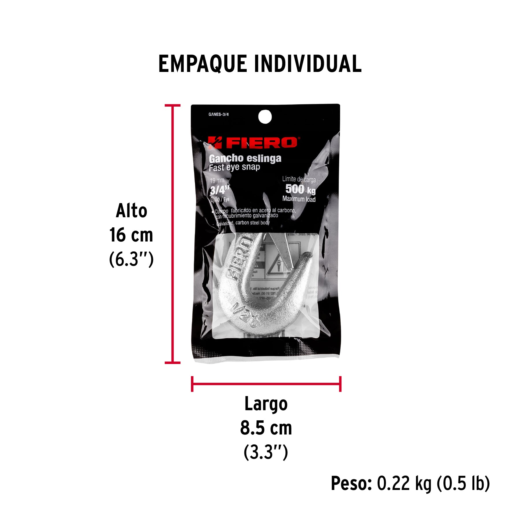 Gancho eslinga para cable de 3/4"