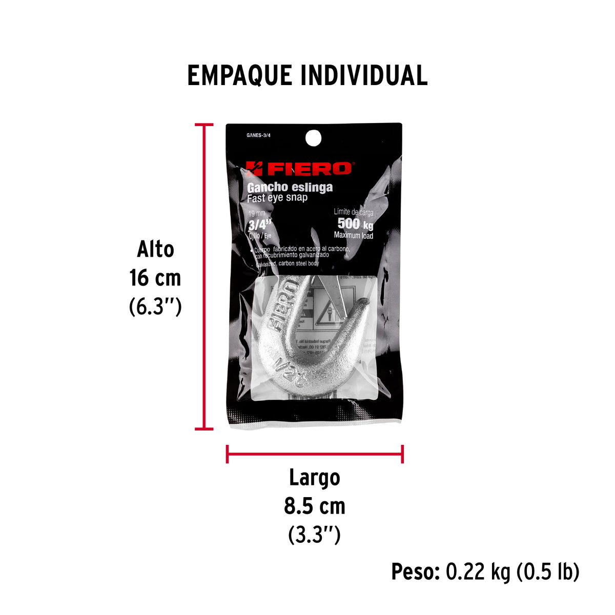 Gancho eslinga para cable de 3/4"