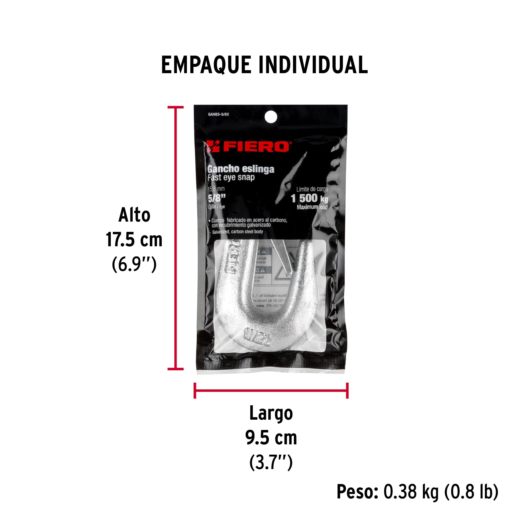 Gancho eslinga de 5/8", 3300 lbs