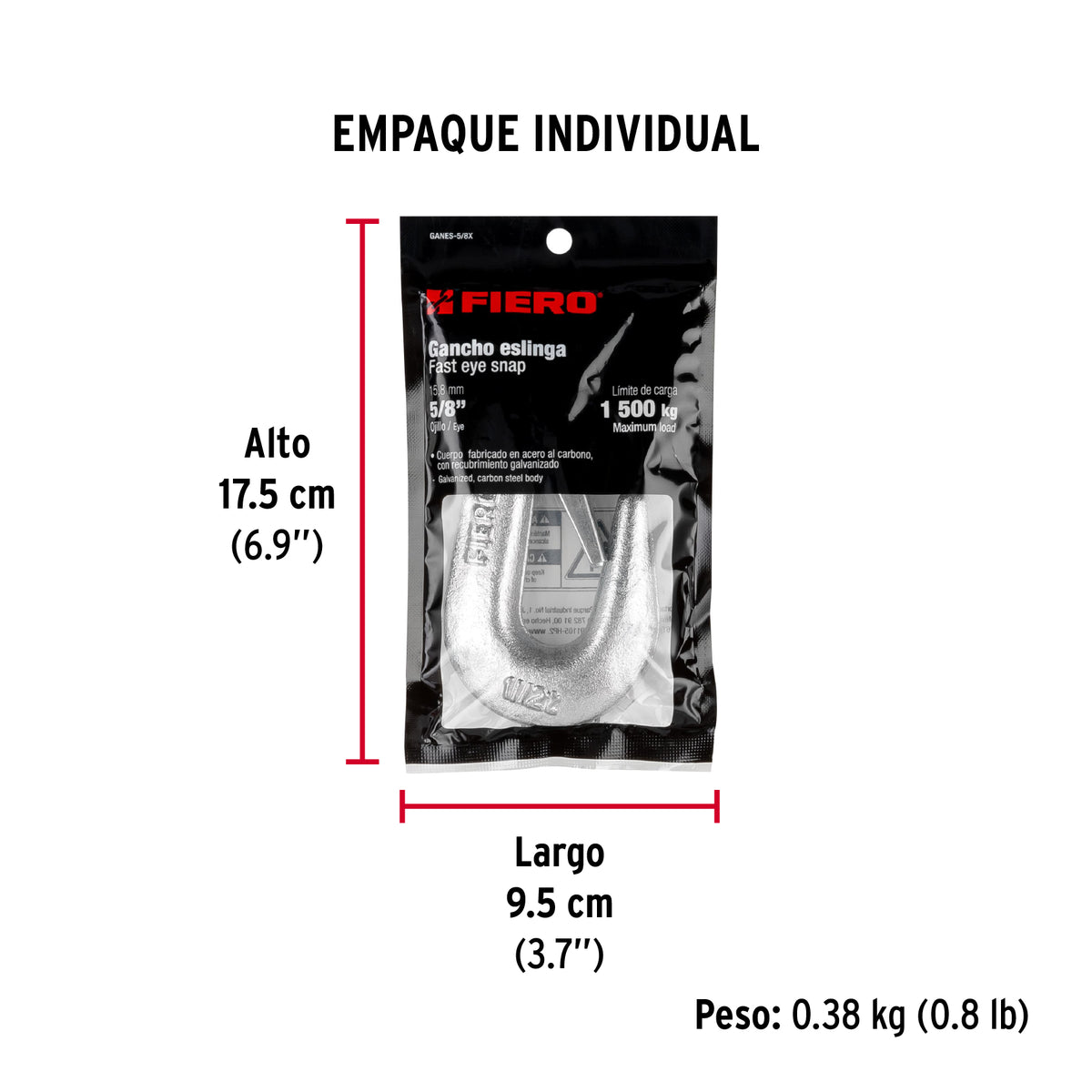 Gancho eslinga de 5/8", 3300 lbs