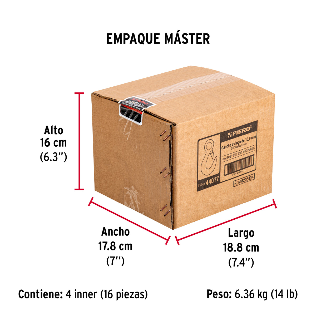 Gancho eslinga de 5/8", 3300 lbs