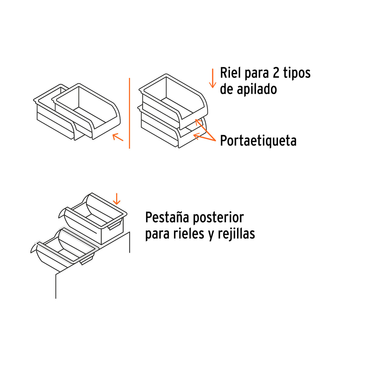 Gaveta apilable de plástico, 24.5 x 17 x 11 cm