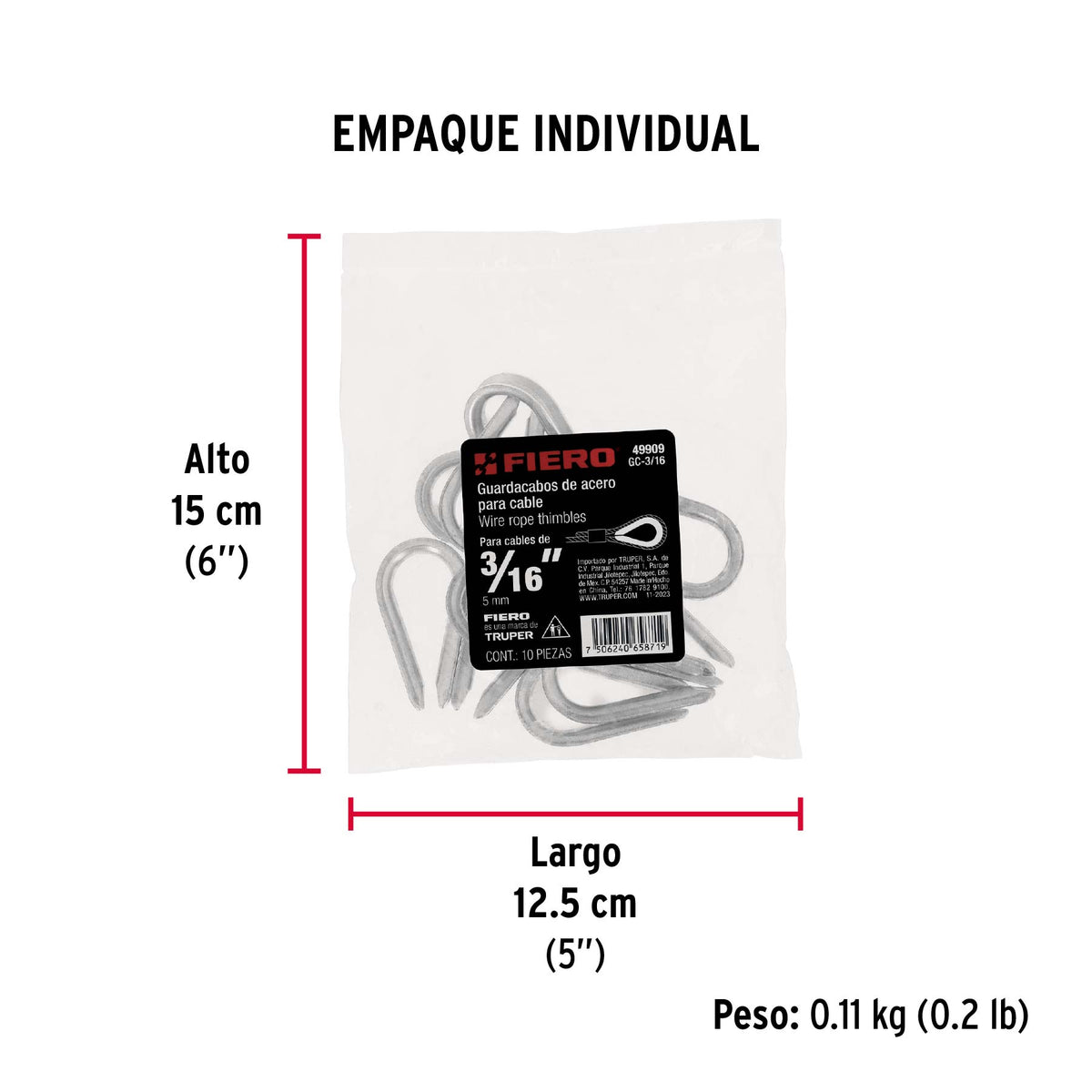 Guardacabo galvanizado 3/16"