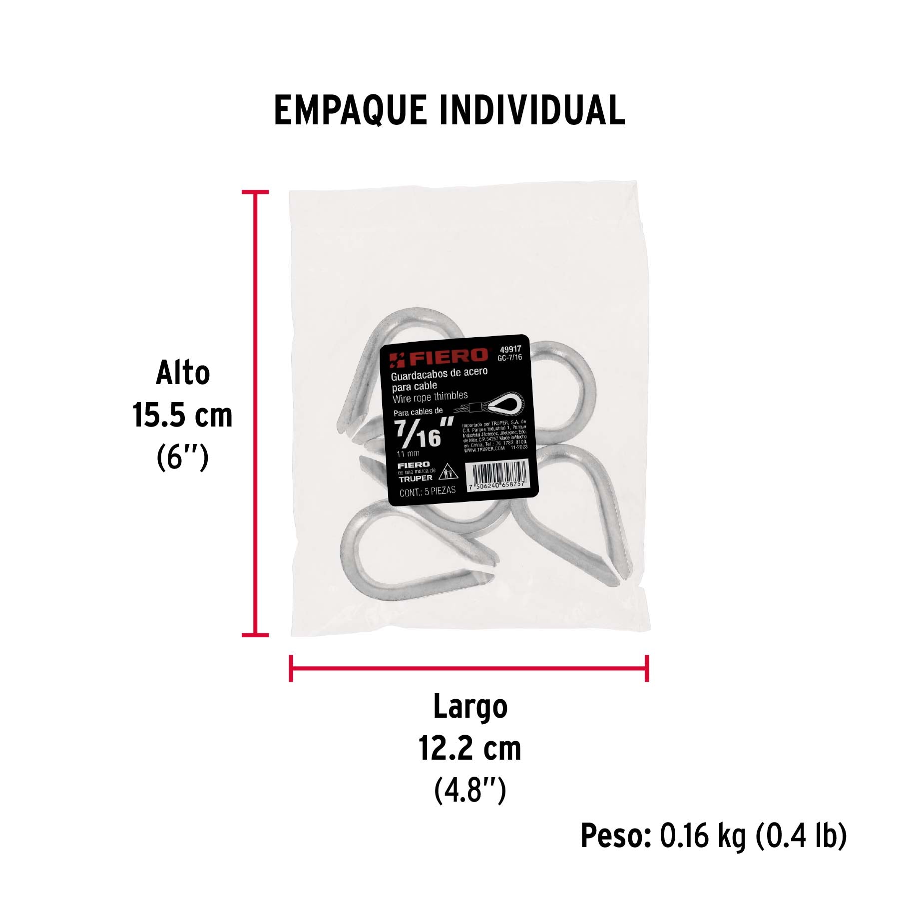 Guardacabo galvanizado 7/16"