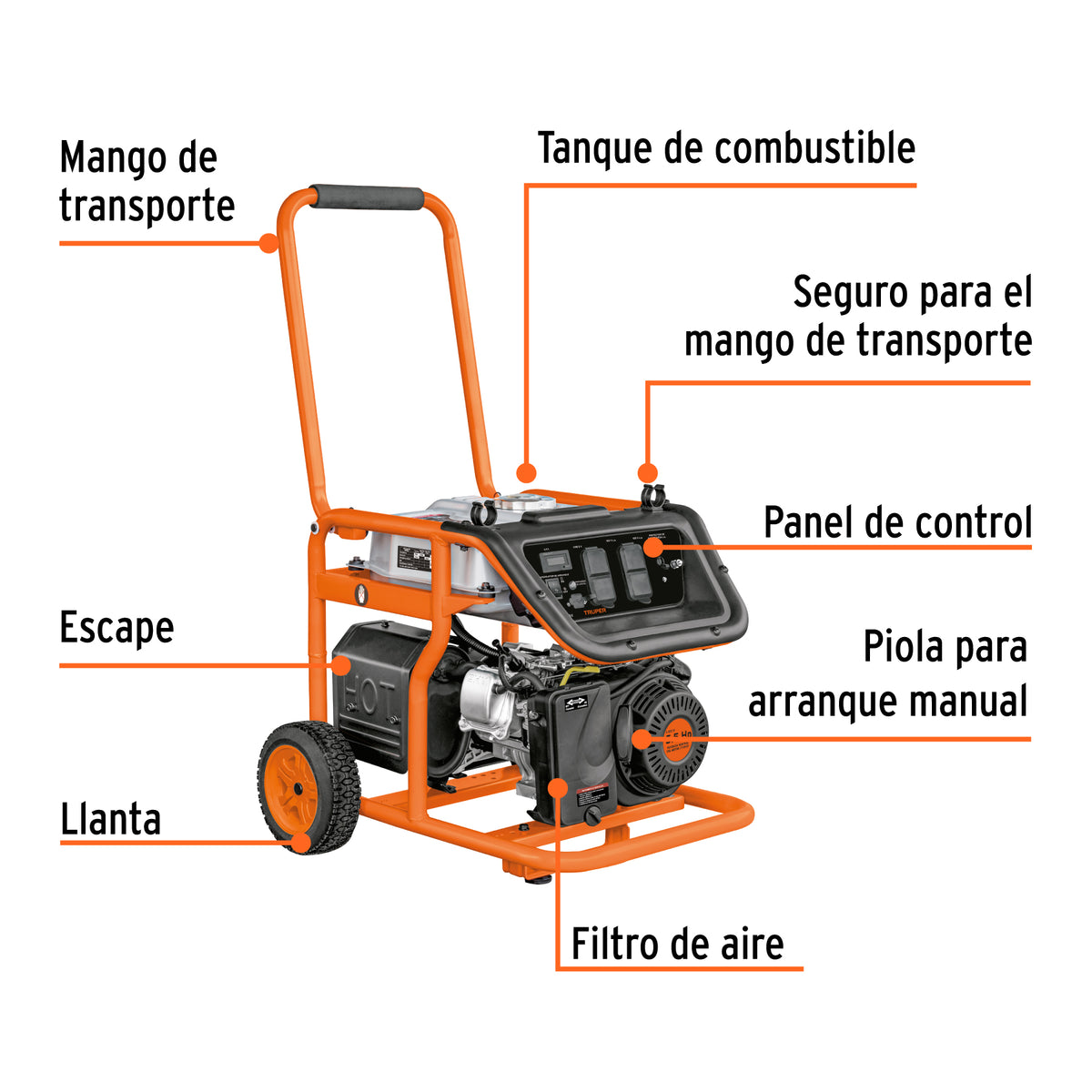 Generador eléctrico a gasolina, 1,500 W