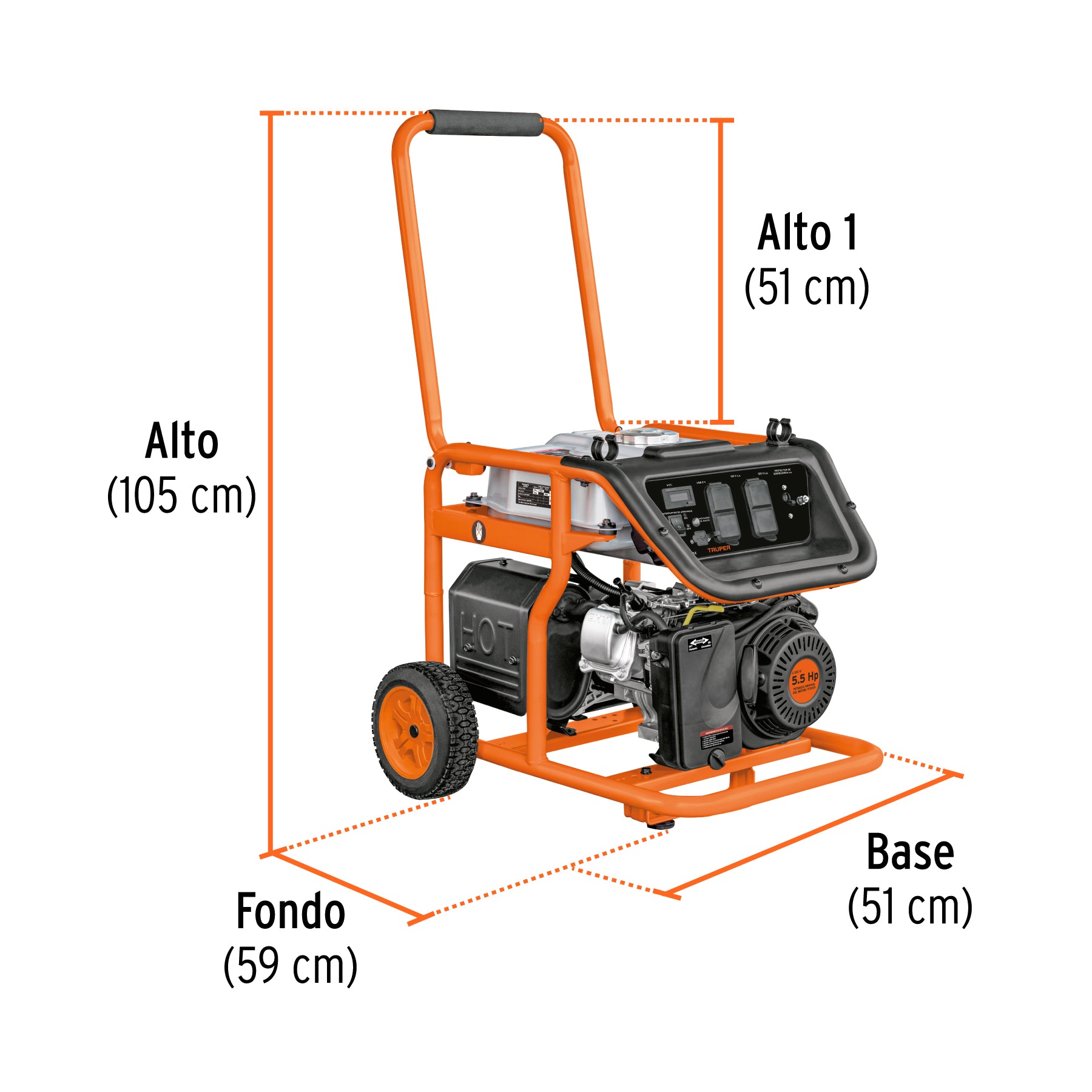 Generador eléctrico a gasolina, 1,500 W