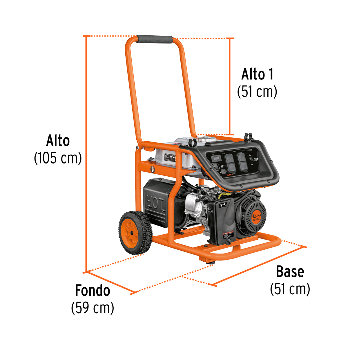 Generador eléctrico a gasolina, 1,500 W