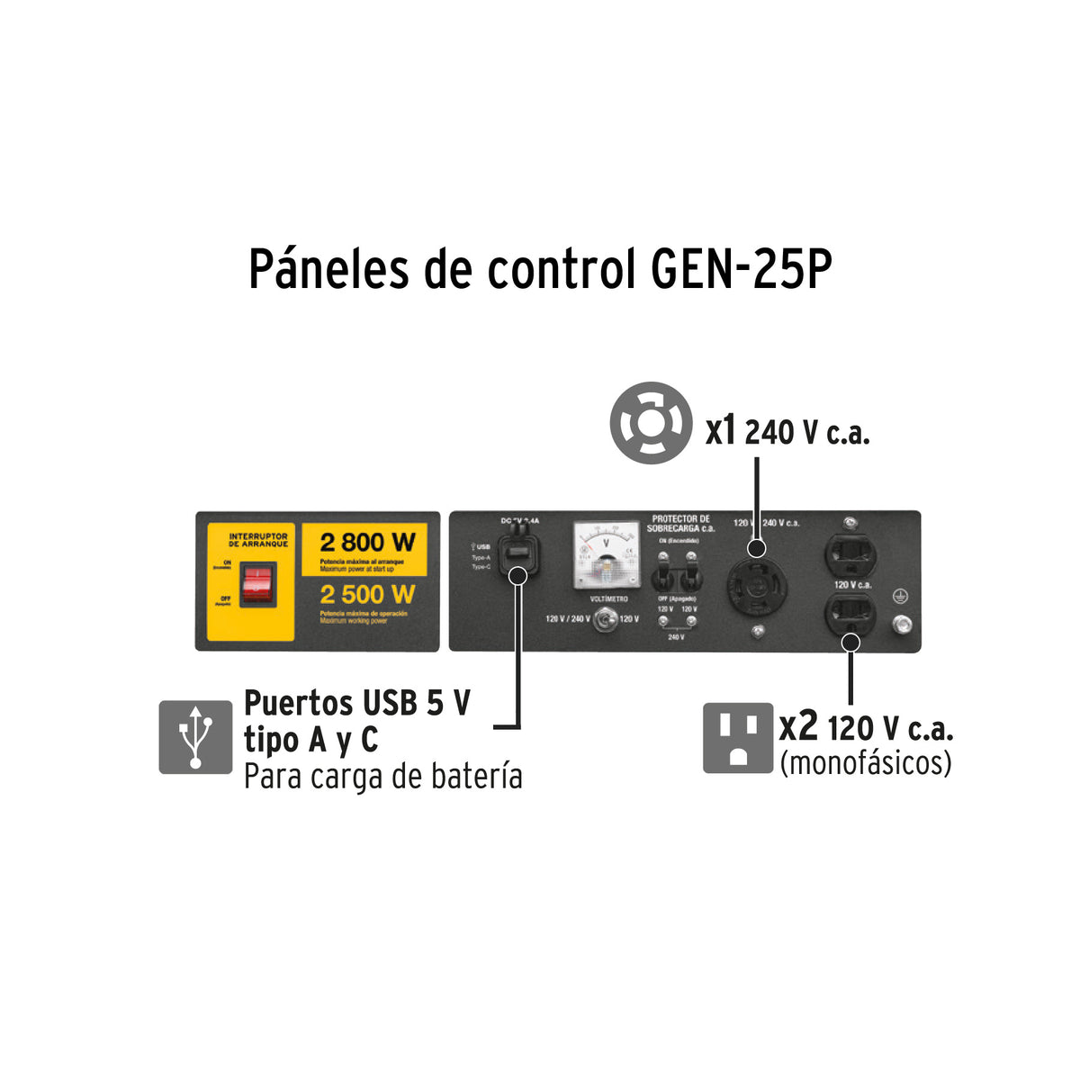 Generador eléctrico a gasolina, 2,500 w, Pretul
