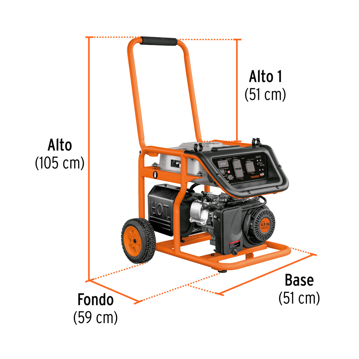 Generador eléctrico a gasolina, 2,500 W