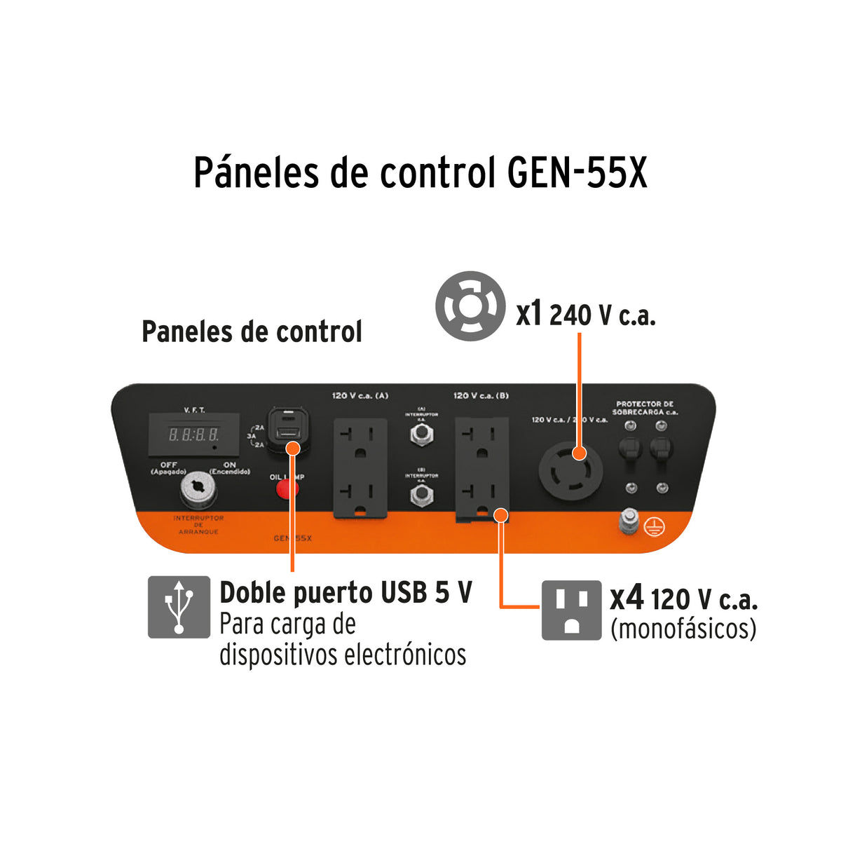Generador eléctrico a gasolina, 5,500 W