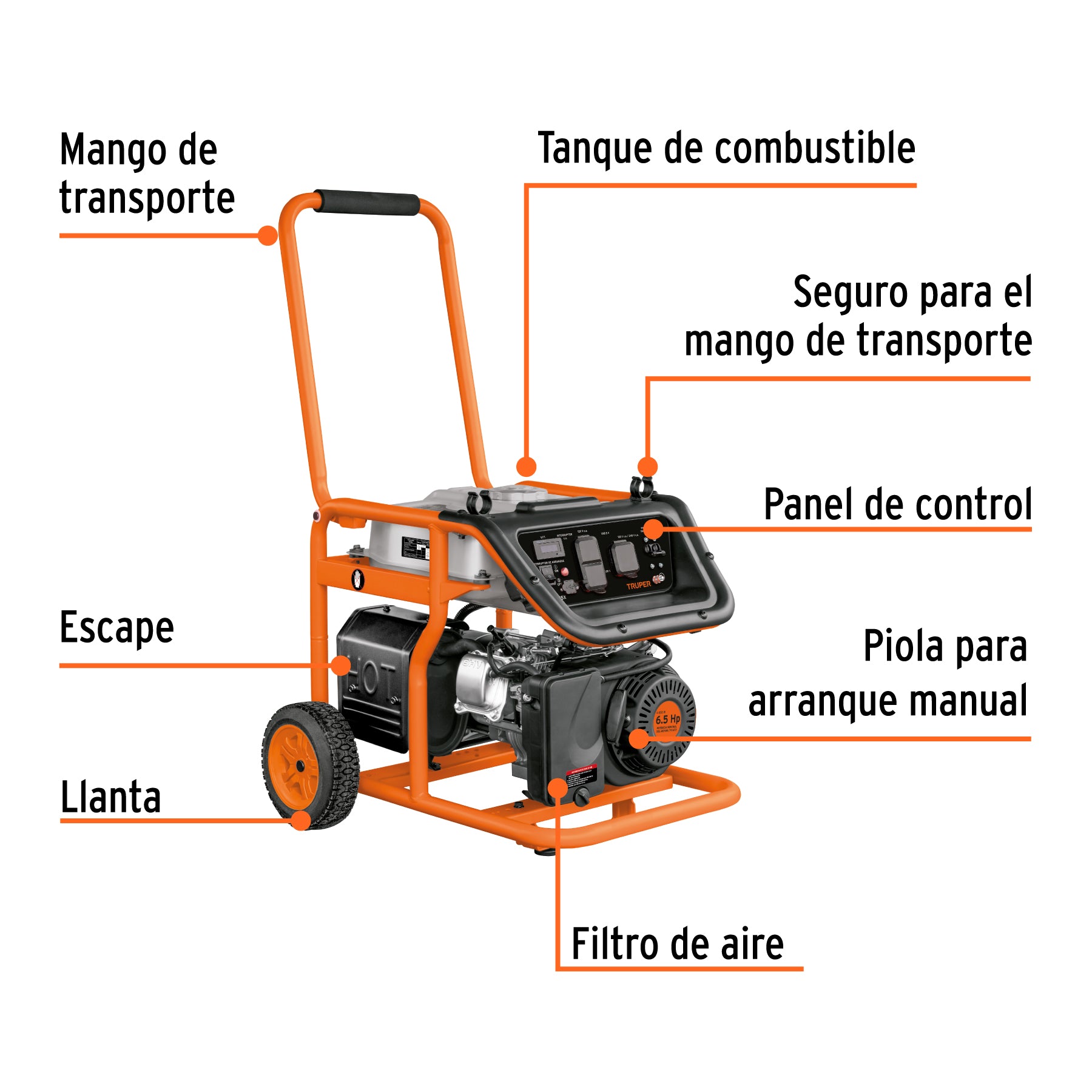 Generador eléctrico a gasolina, 5,500 W
