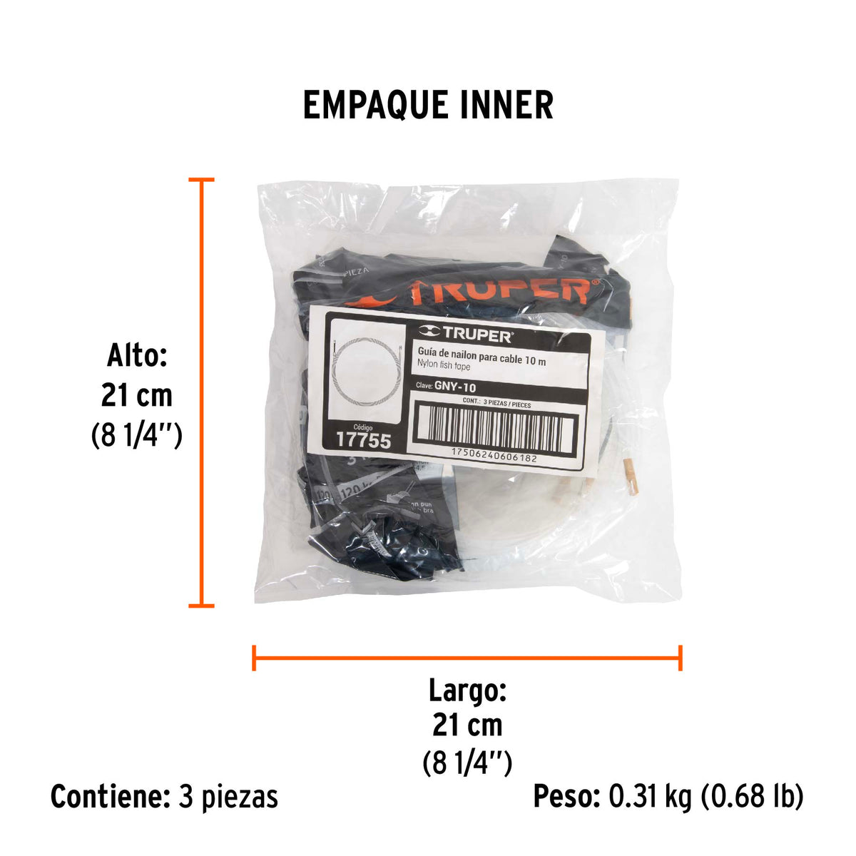 Guía de nylon para cable 10 m