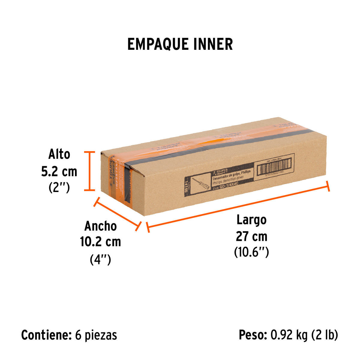 Desarmador de golpe, 1/4x4", de cruz