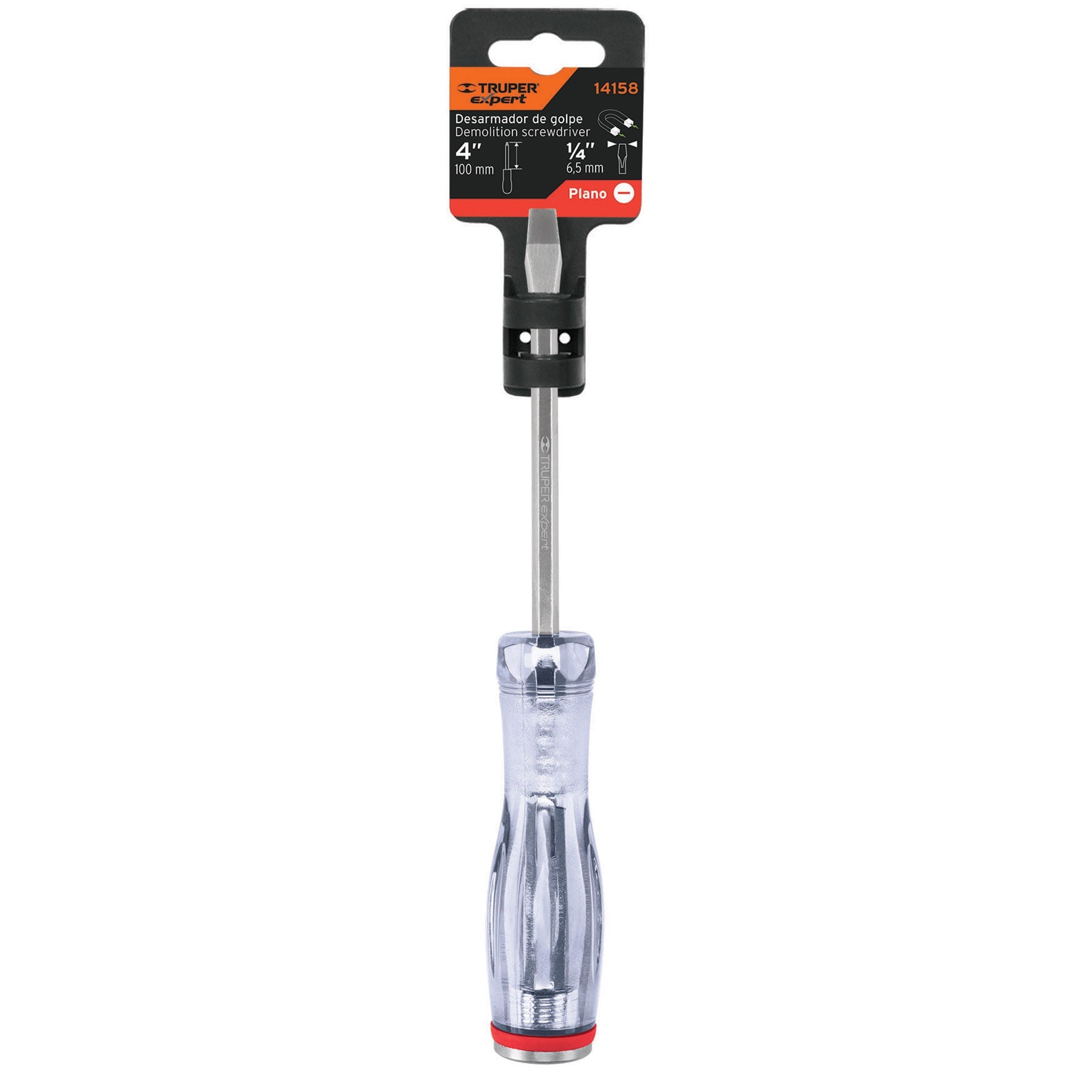 Desarmador de golpe, 1/4x4", plano