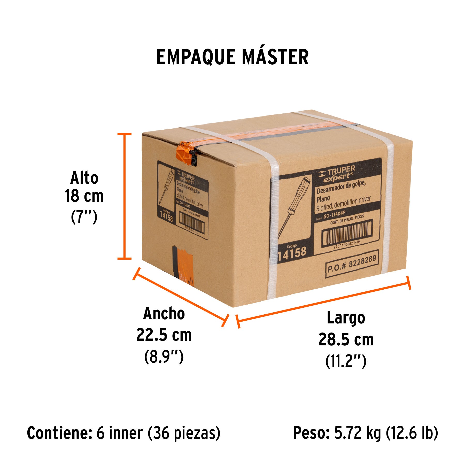 Desarmador de golpe, 1/4x4", plano