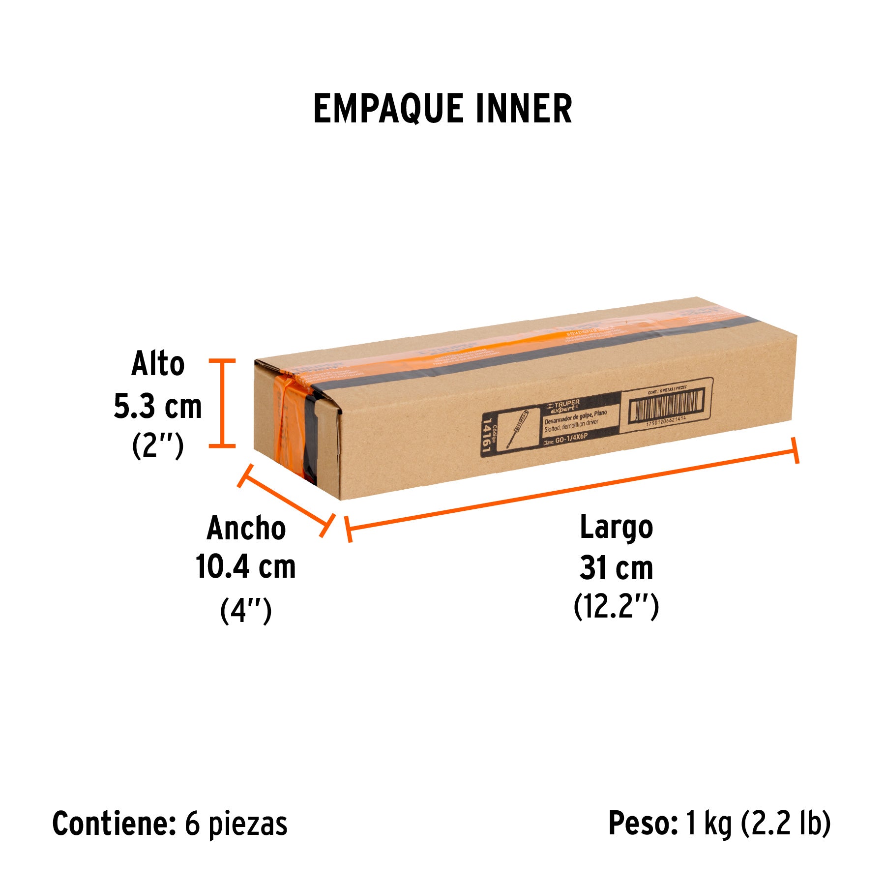 Desarmador de golpe, 1/4x6", plano