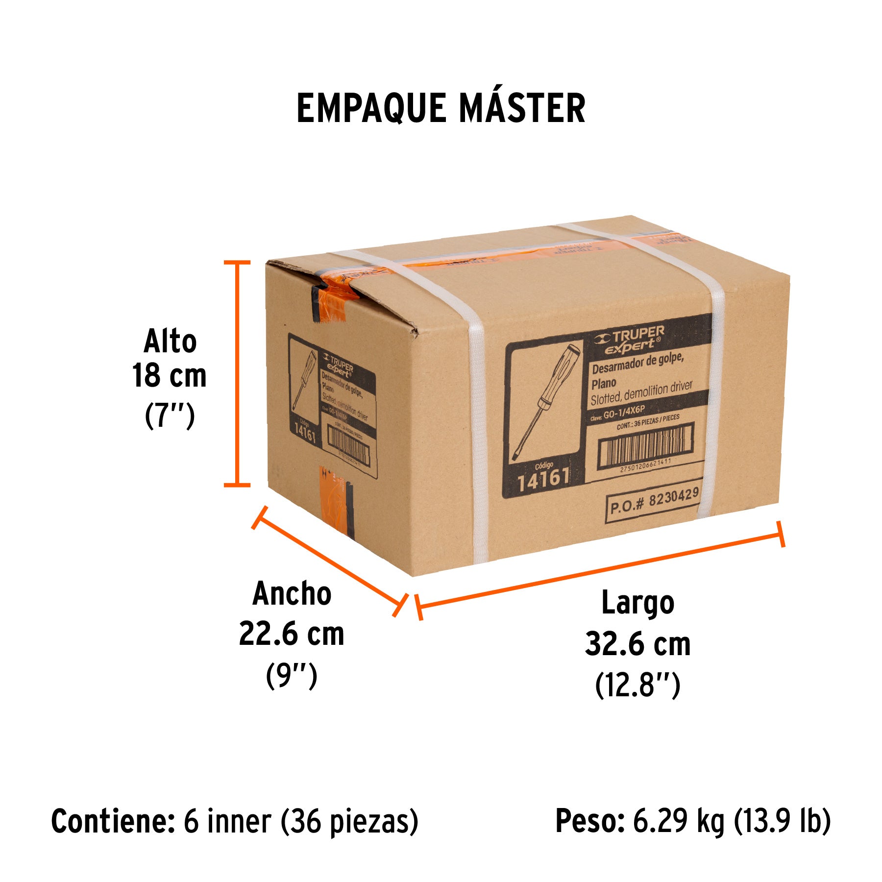 Desarmador de golpe, 1/4x6", plano