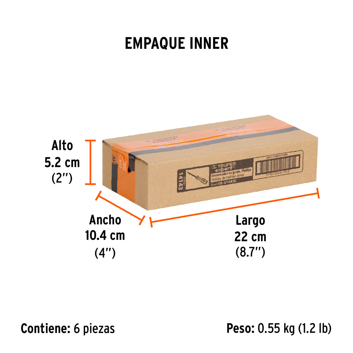 Desarmador de golpe, 3/16x3", de cruz