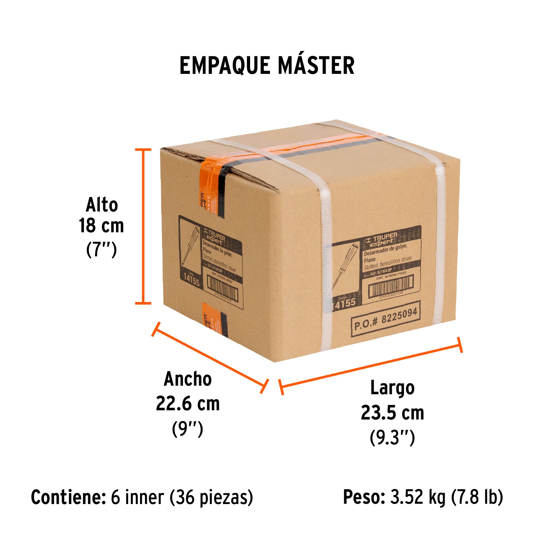 Desarmador de golpe, 3/16x3", plano
