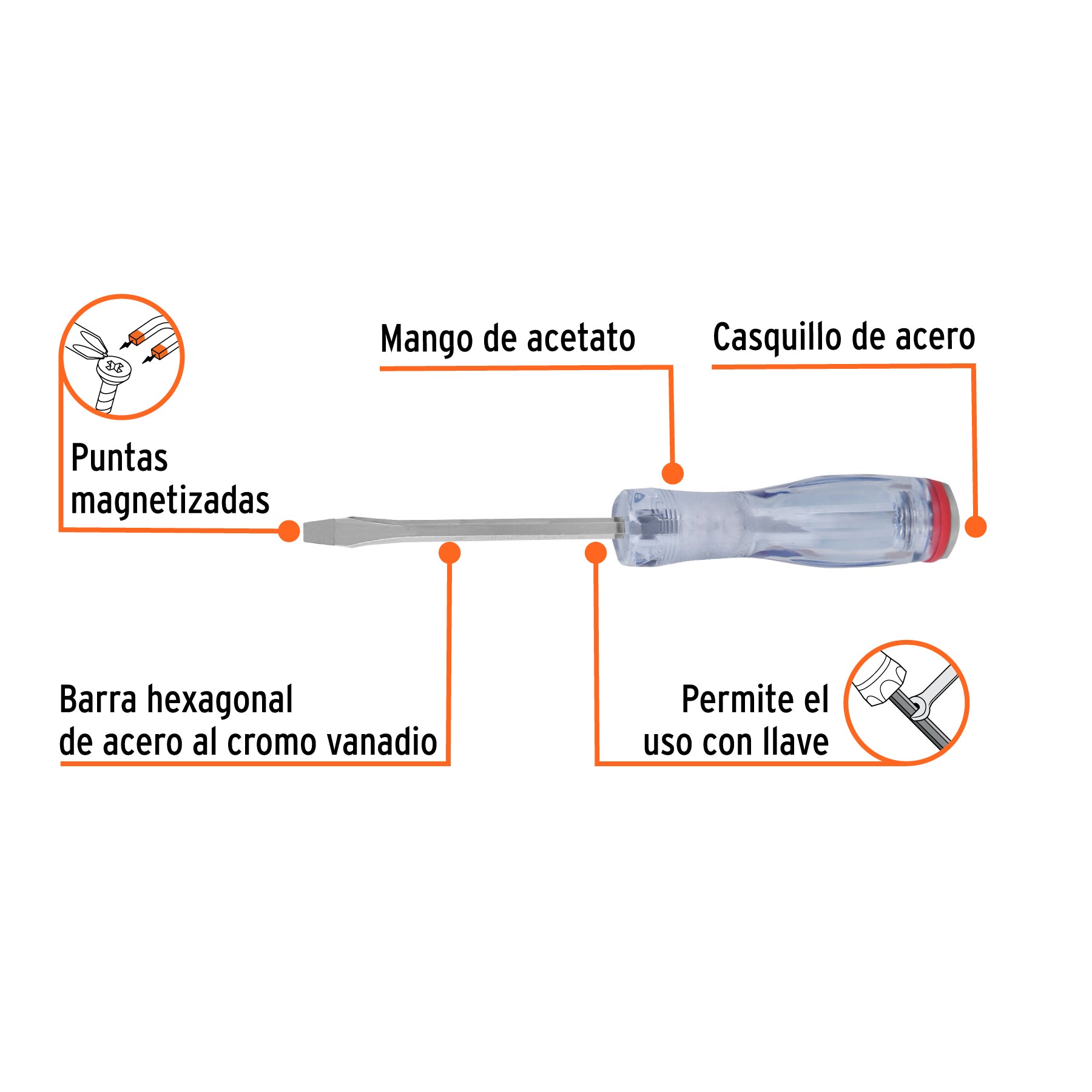 Desarmador de golpe, 3/16x3", plano