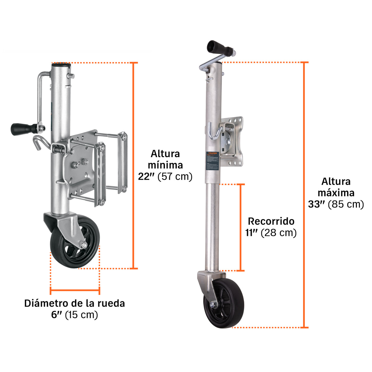 Gato giratorio para remolque con rueda,1000 lbs, TRUPER