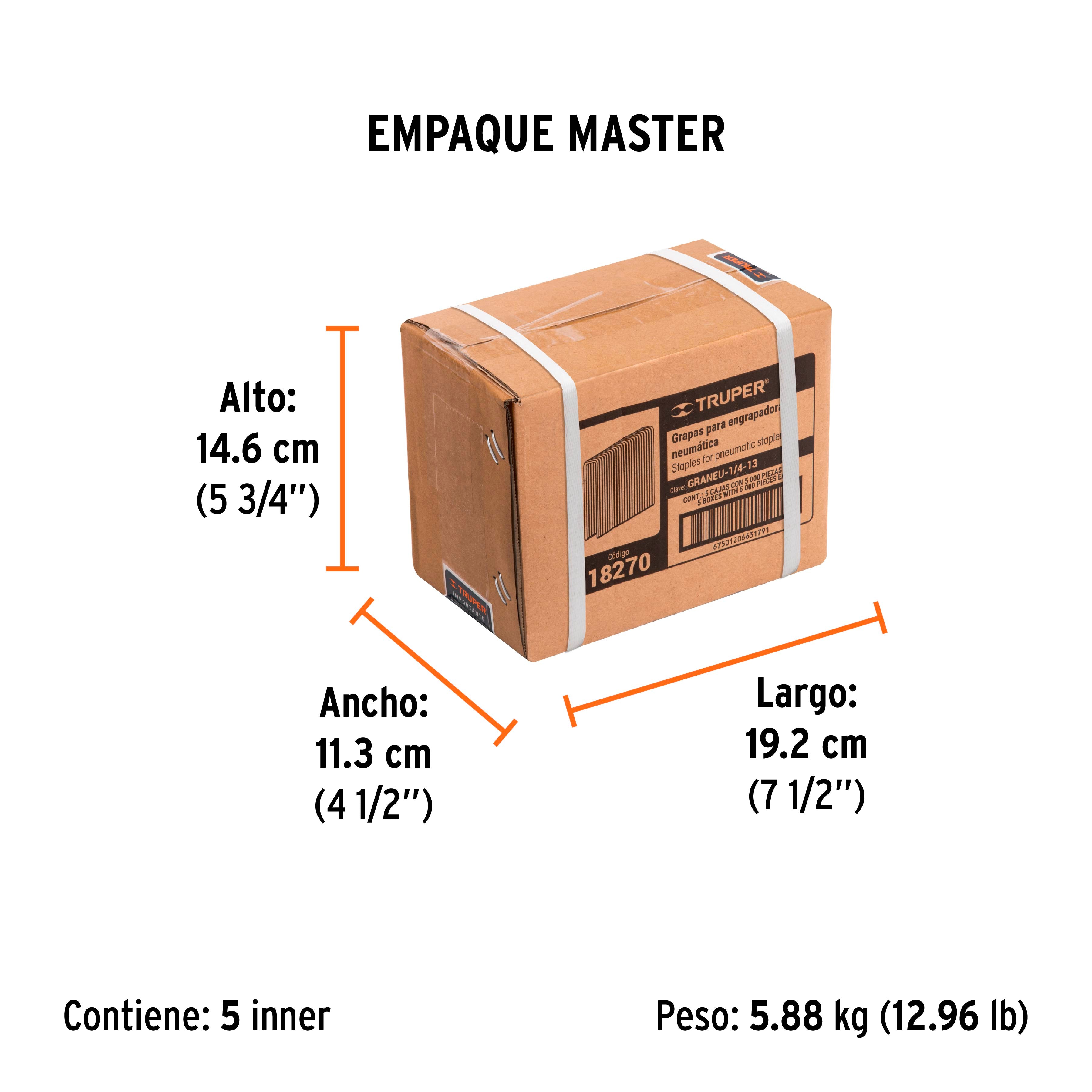 Grapas para engrapadora neumática ENEU-1/4, 13mm, 5000 pzas