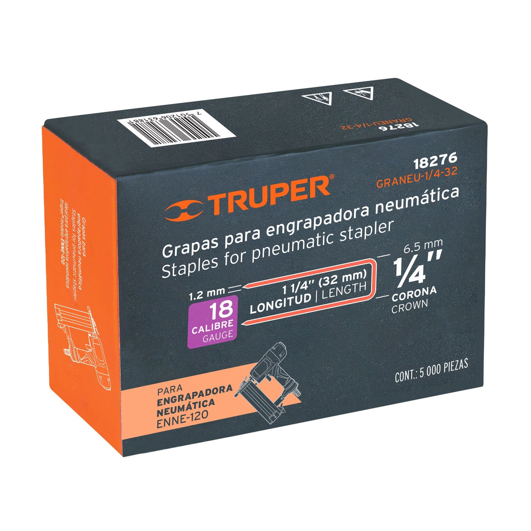 Grapas para engrapadora neumática ENEU-1/4, 32mm, 5000 pzas