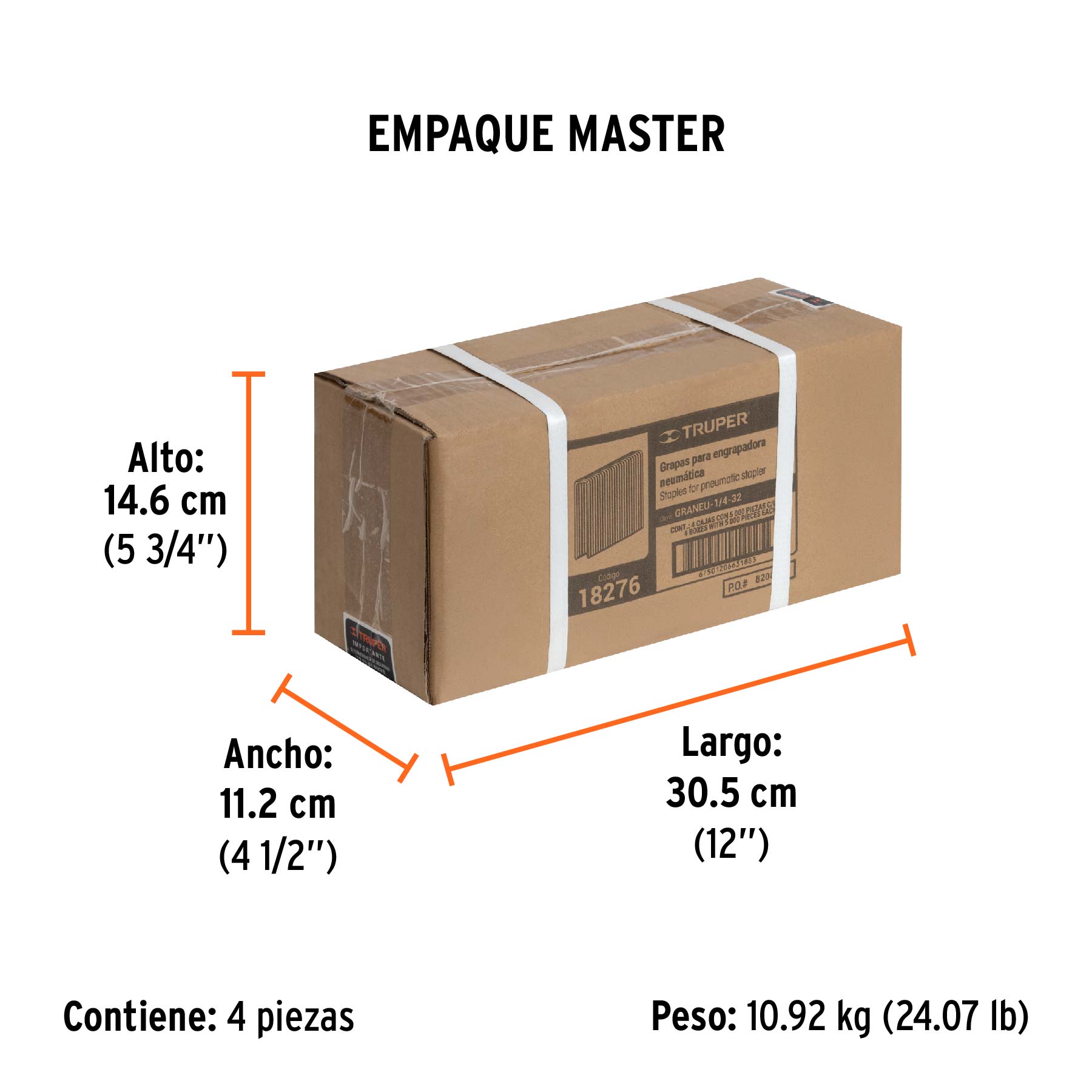 Grapas para engrapadora neumática ENEU-1/4, 32mm, 5000 pzas