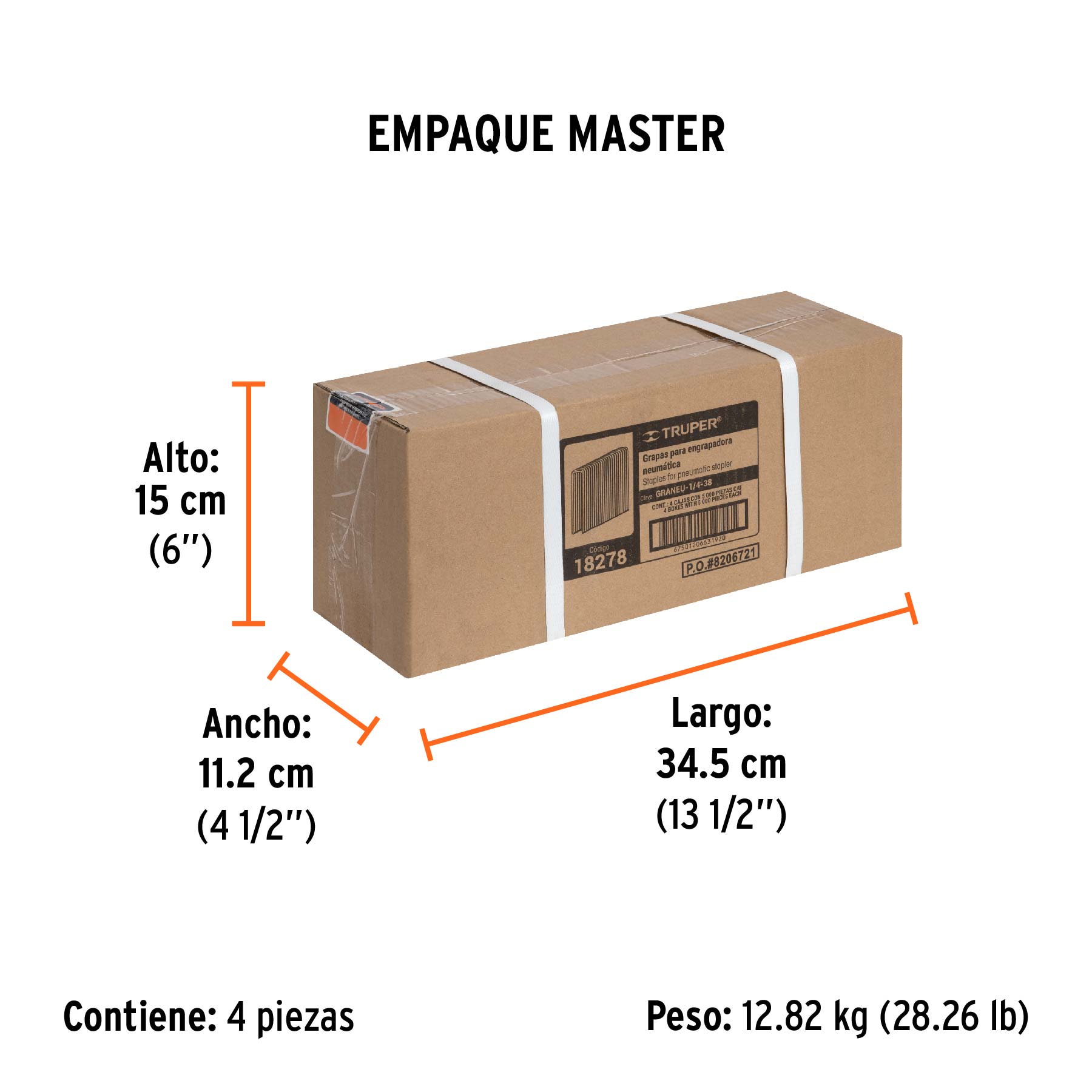 Grapas para engrapadora neumática ENEU-1/4, 38mm, 5000 pzas