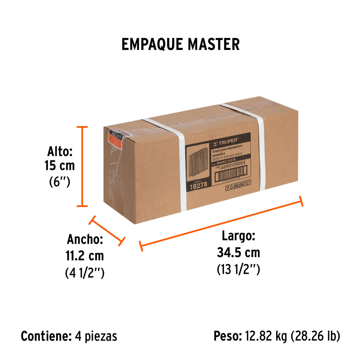 Grapas para engrapadora neumática ENEU-1/4, 38mm, 5000 pzas