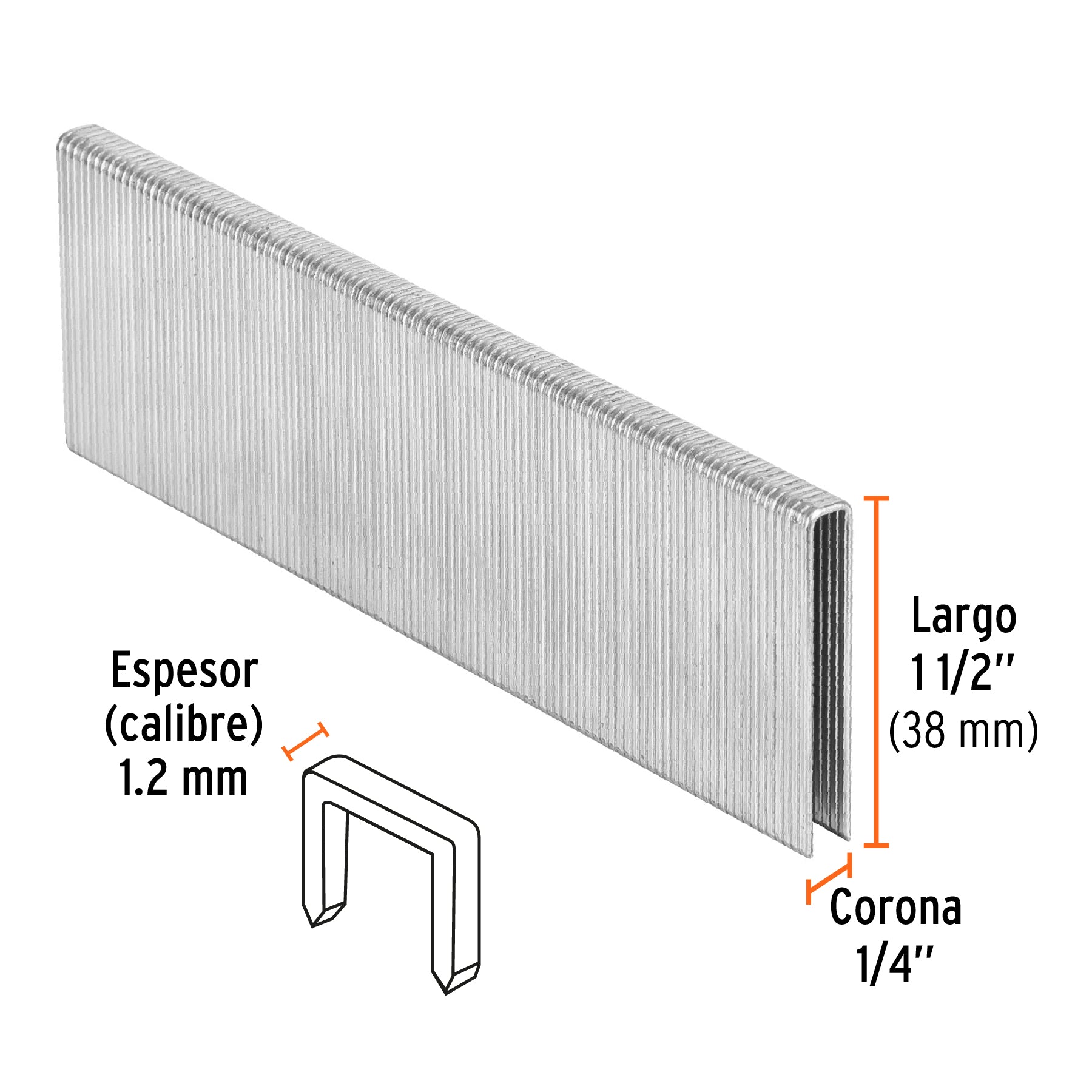 Grapas para engrapadora neumática ENEU-1/4, 38mm, 5000 pzas