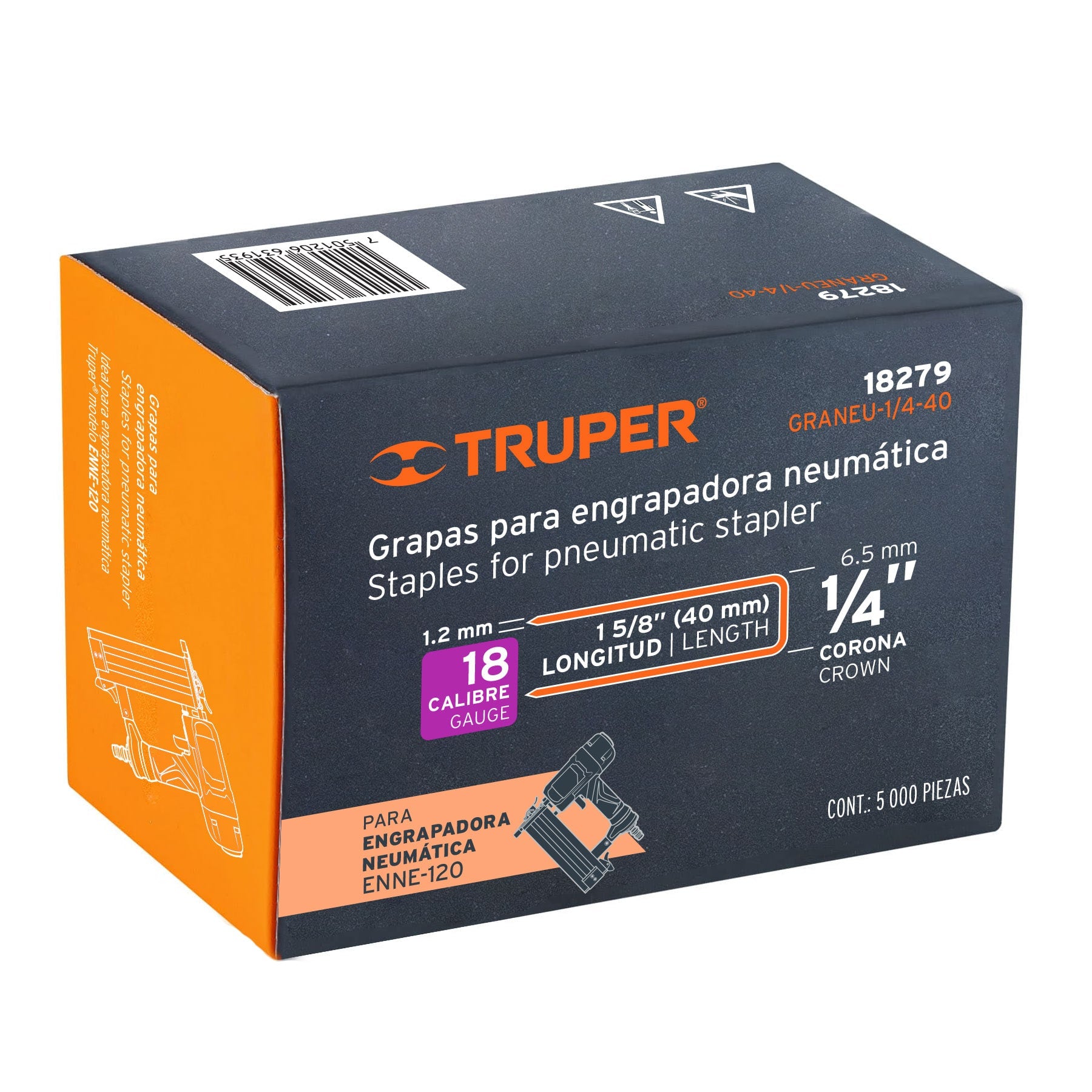 Grapas para engrapadora neumática ENEU-1/4, 40mm, 5000 pzas