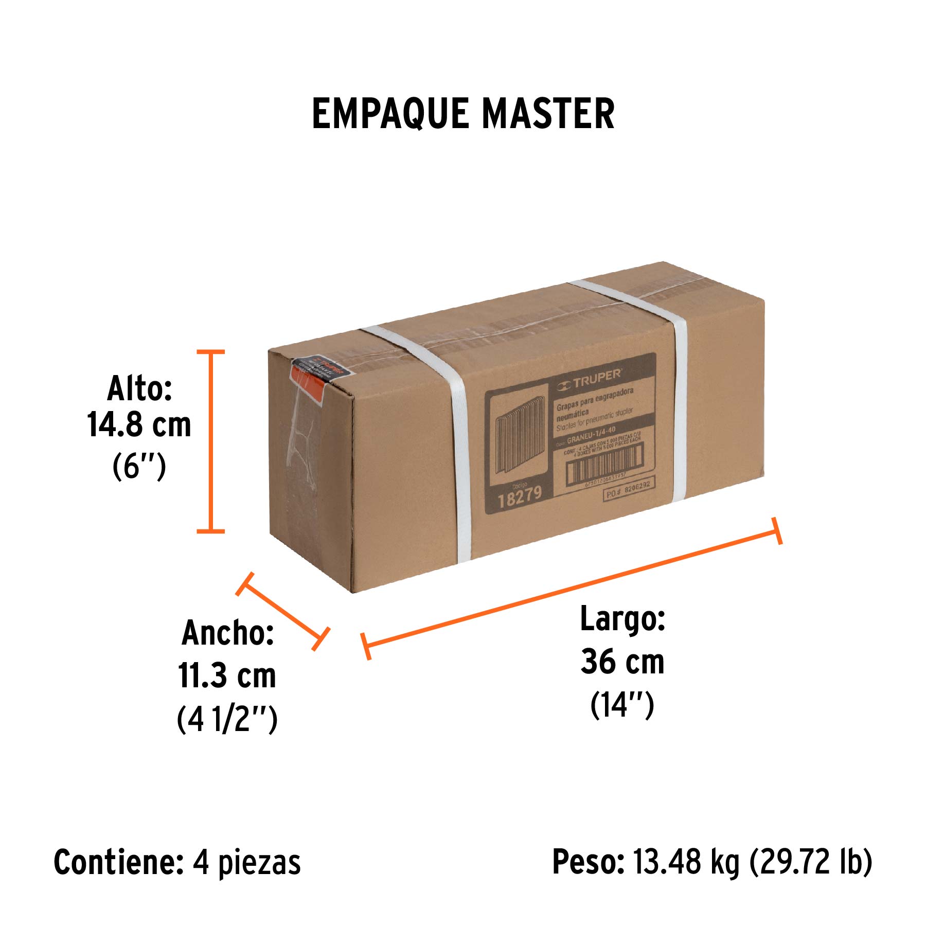 Grapas para engrapadora neumática ENEU-1/4, 40mm, 5000 pzas