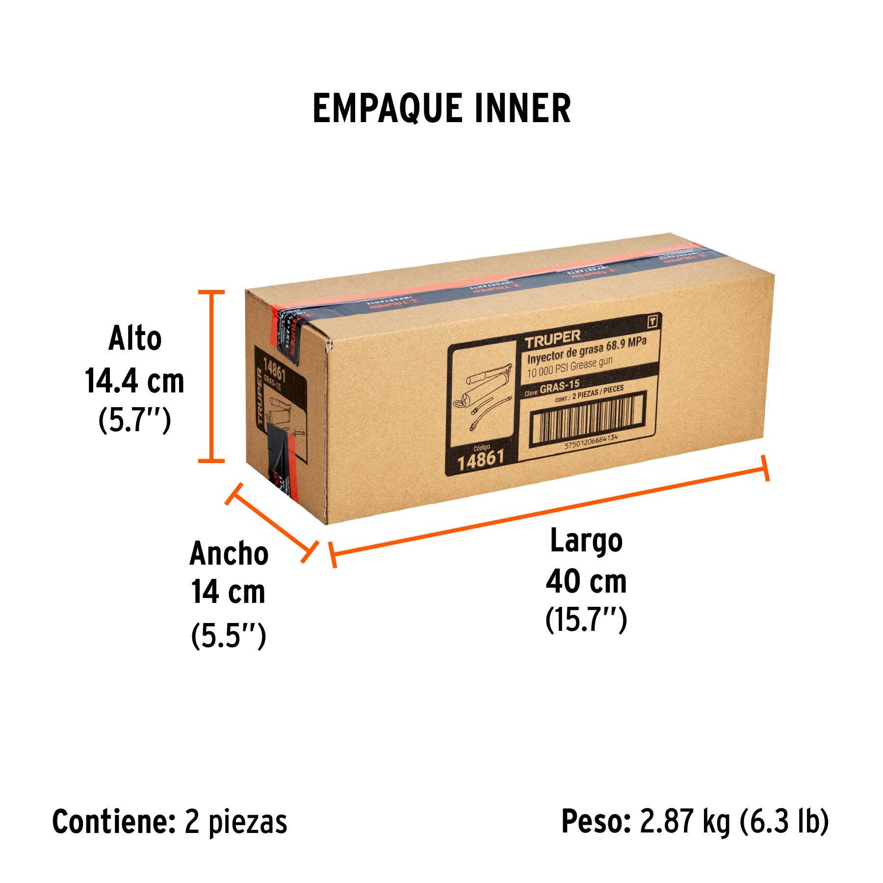 Grasera industrial, 14 oz, 6,000 lb/pulg2