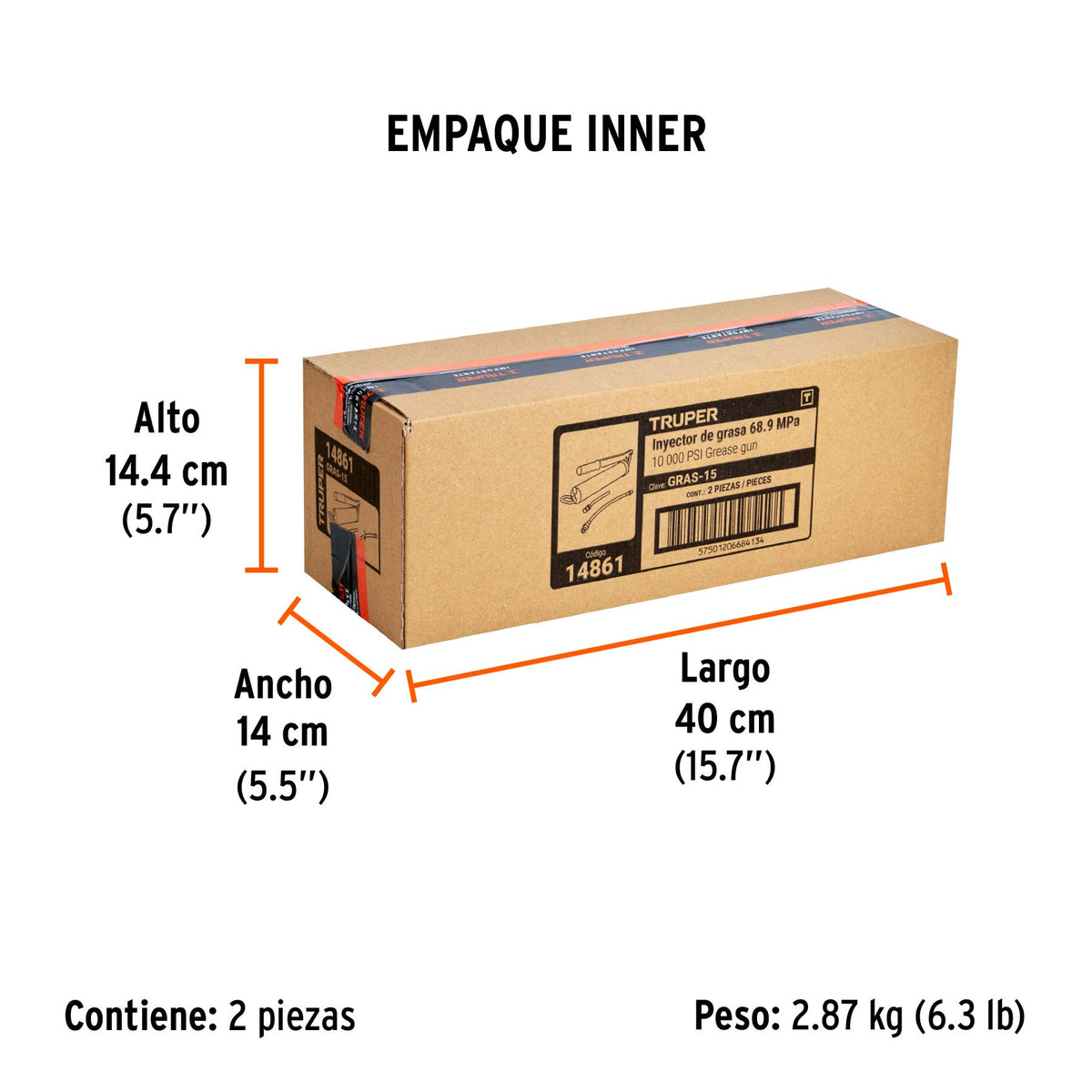 Grasera industrial, 14 oz, 6,000 lb/pulg2